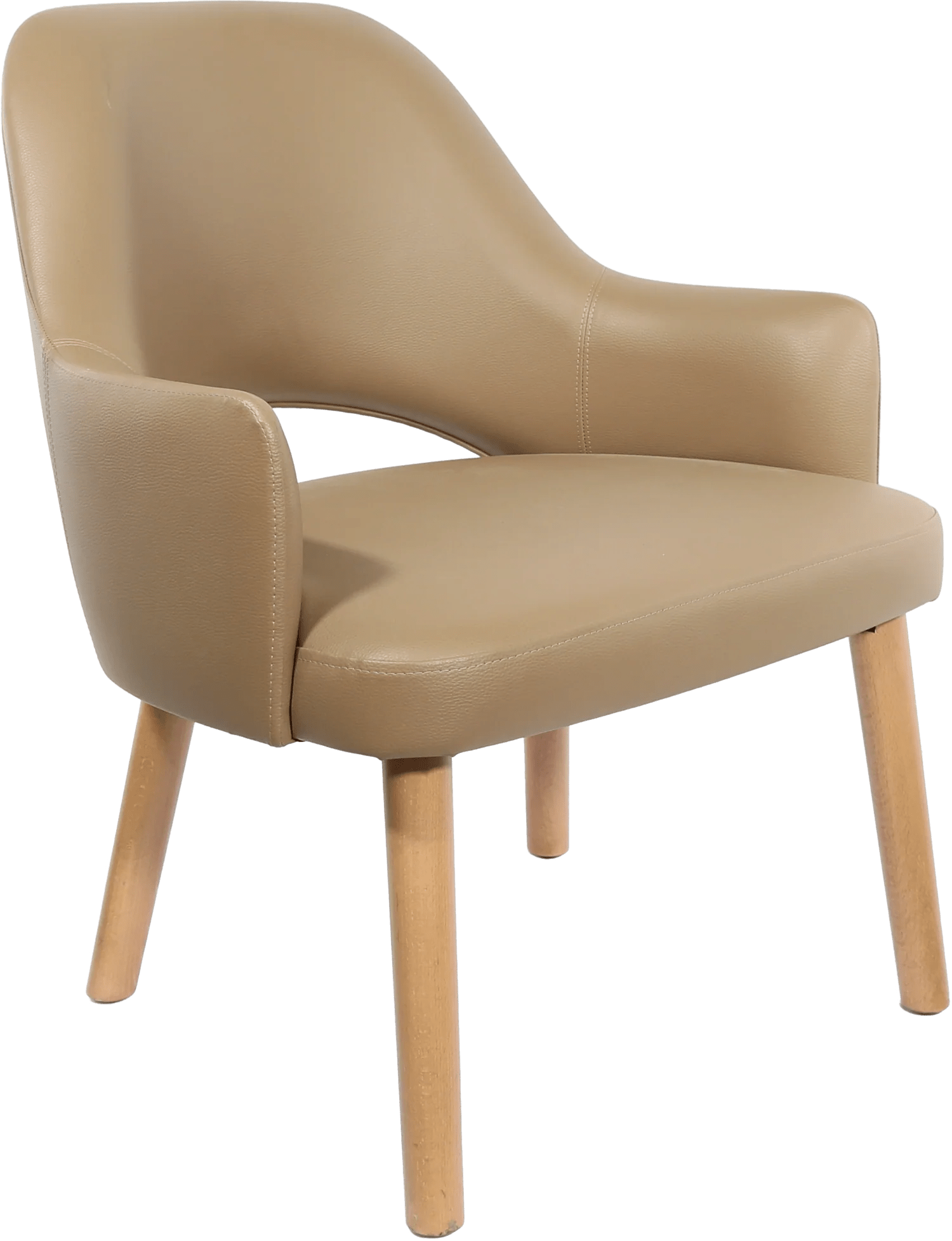 Durafurn BonBon Armchair Trojan Oak Legs Taupe Vinyl Shell | Office Furniture Designs