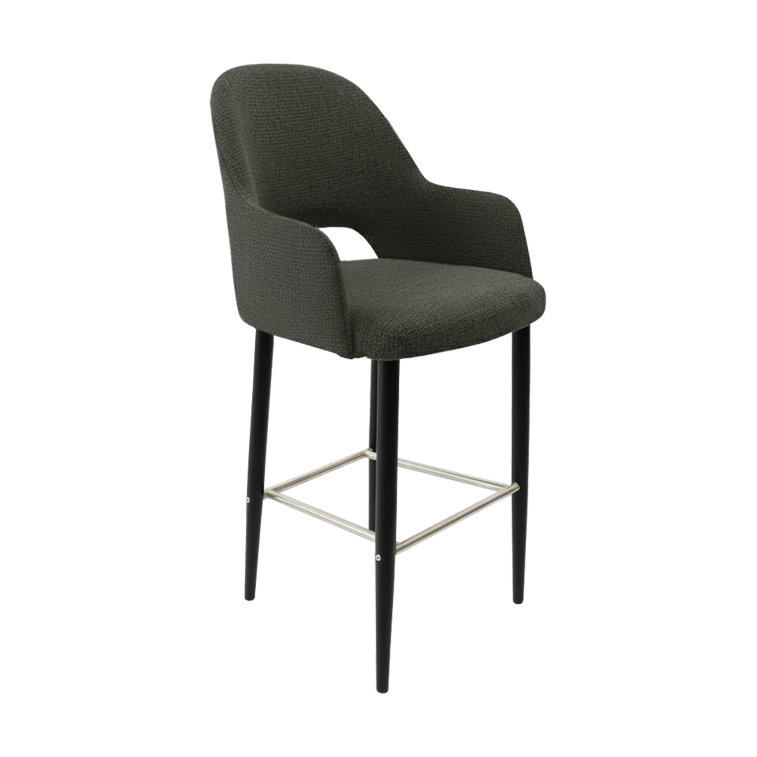 Durafurn Bourbon 750mm Barstool Black Round Legs Anthracite Fabric | Office Furniture Designs