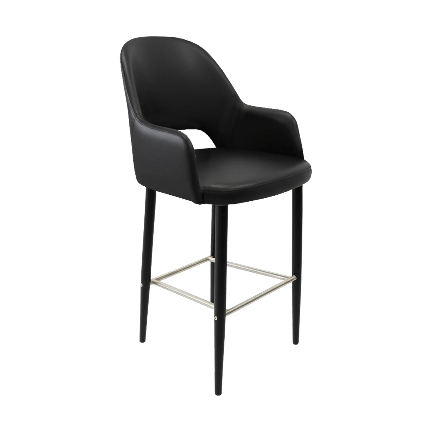 Durafurn Bourbon 750mm Barstool Black Round Legs Black Vinyl | Office Furniture Designs