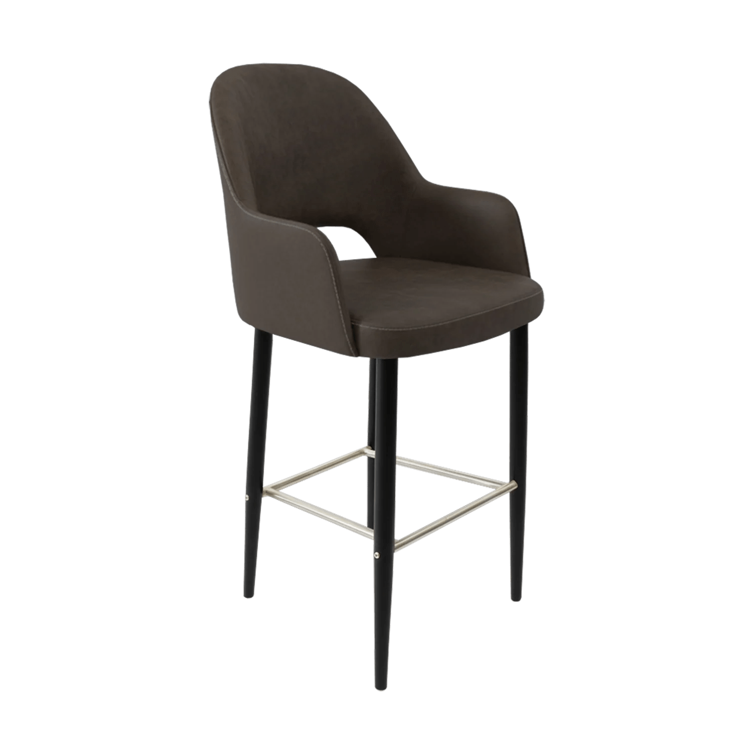 Durafurn Bourbon 750mm Barstool Black Round Legs Charcoal Fabric | Office Furniture Designs