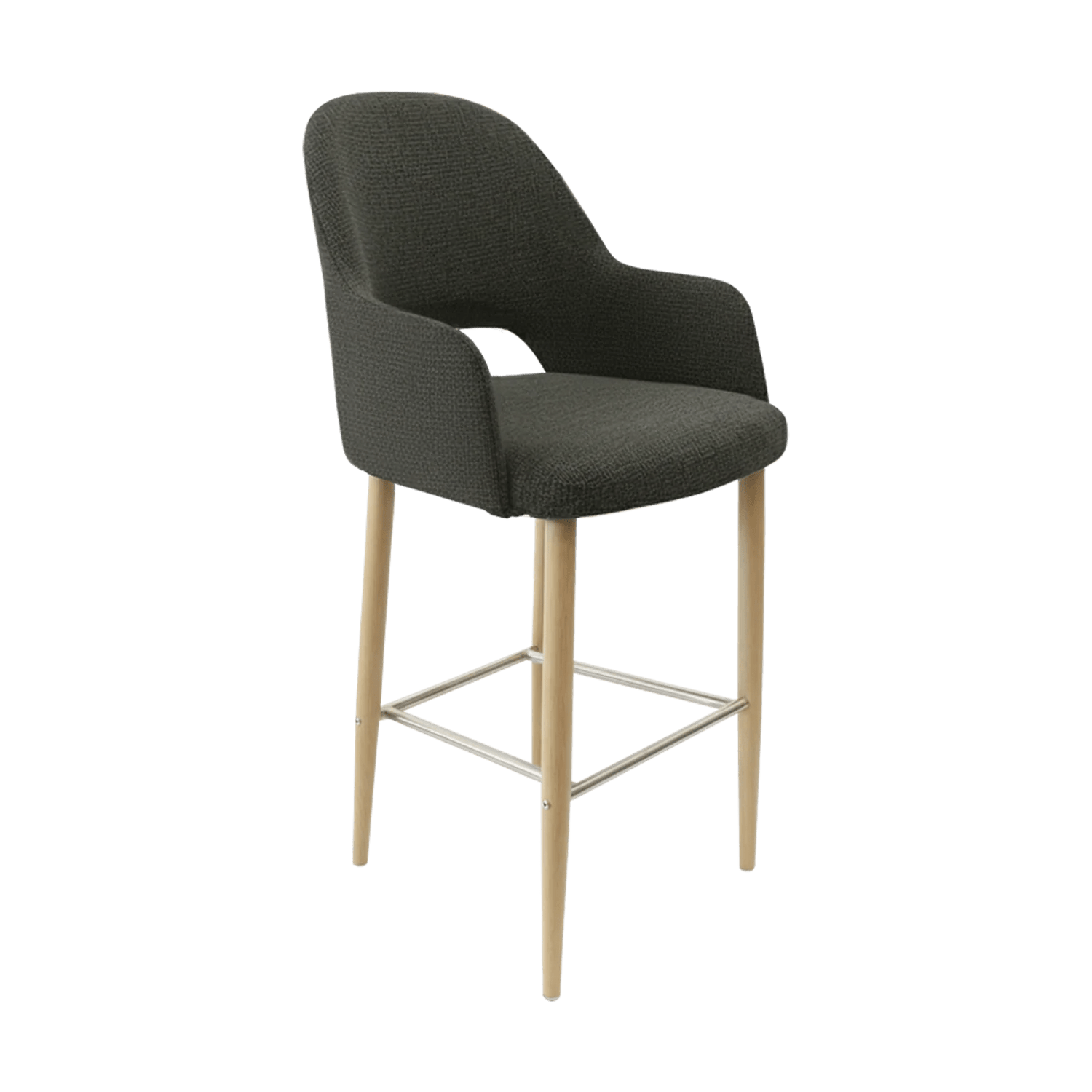 Durafurn Bourbon 750mm Barstool Oak Round Legs Anthracite Fabric | Office Furniture Designs