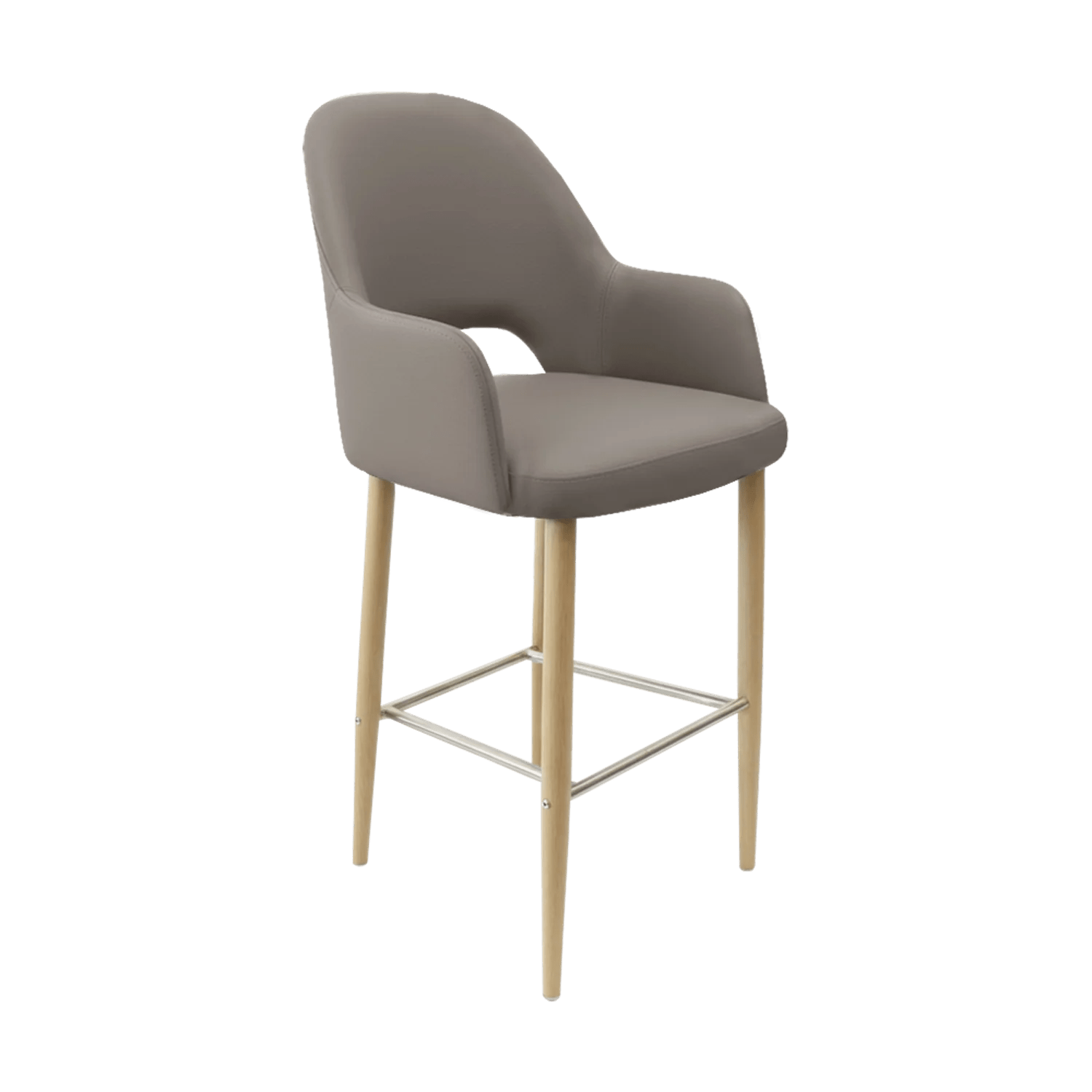 Durafurn Bourbon 750mm Barstool Oak Round Legs Nougat Vinyl | Office Furniture Designs