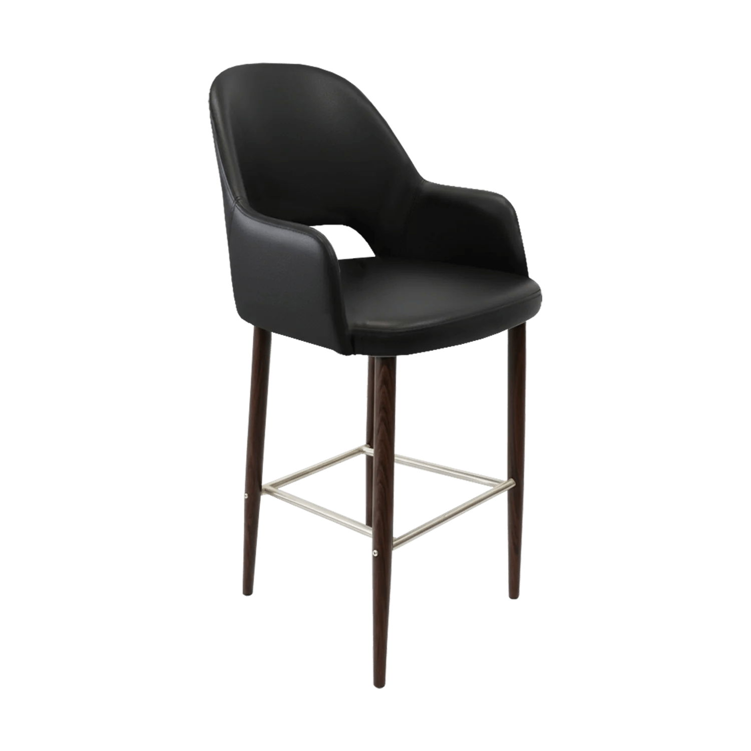 Durafurn Bourbon 750mm Barstool Wenge Round Legs Black Vinyl | Office Furniture Designs