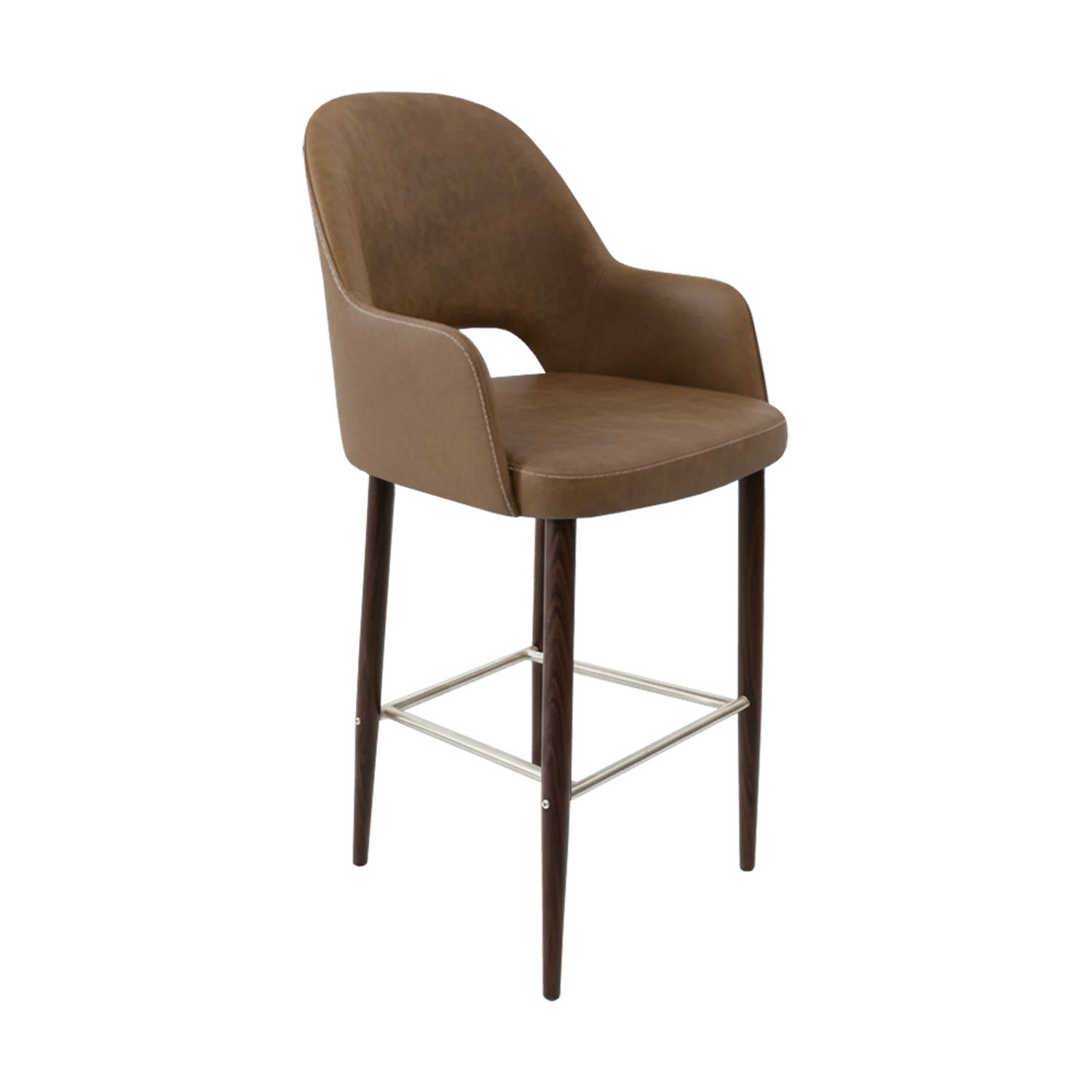 Durafurn Bourbon 750mm Barstool Wenge Round Legs Mocha Fabric | Office Furniture Designs