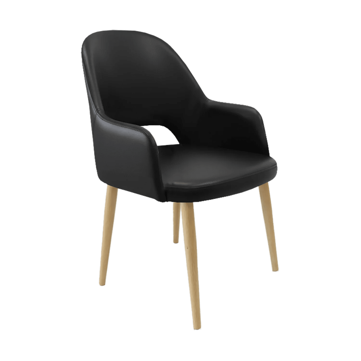 Durafurn Bourbon Armchair Oak Round Legs Black Vinyl | Office Furniture Designs