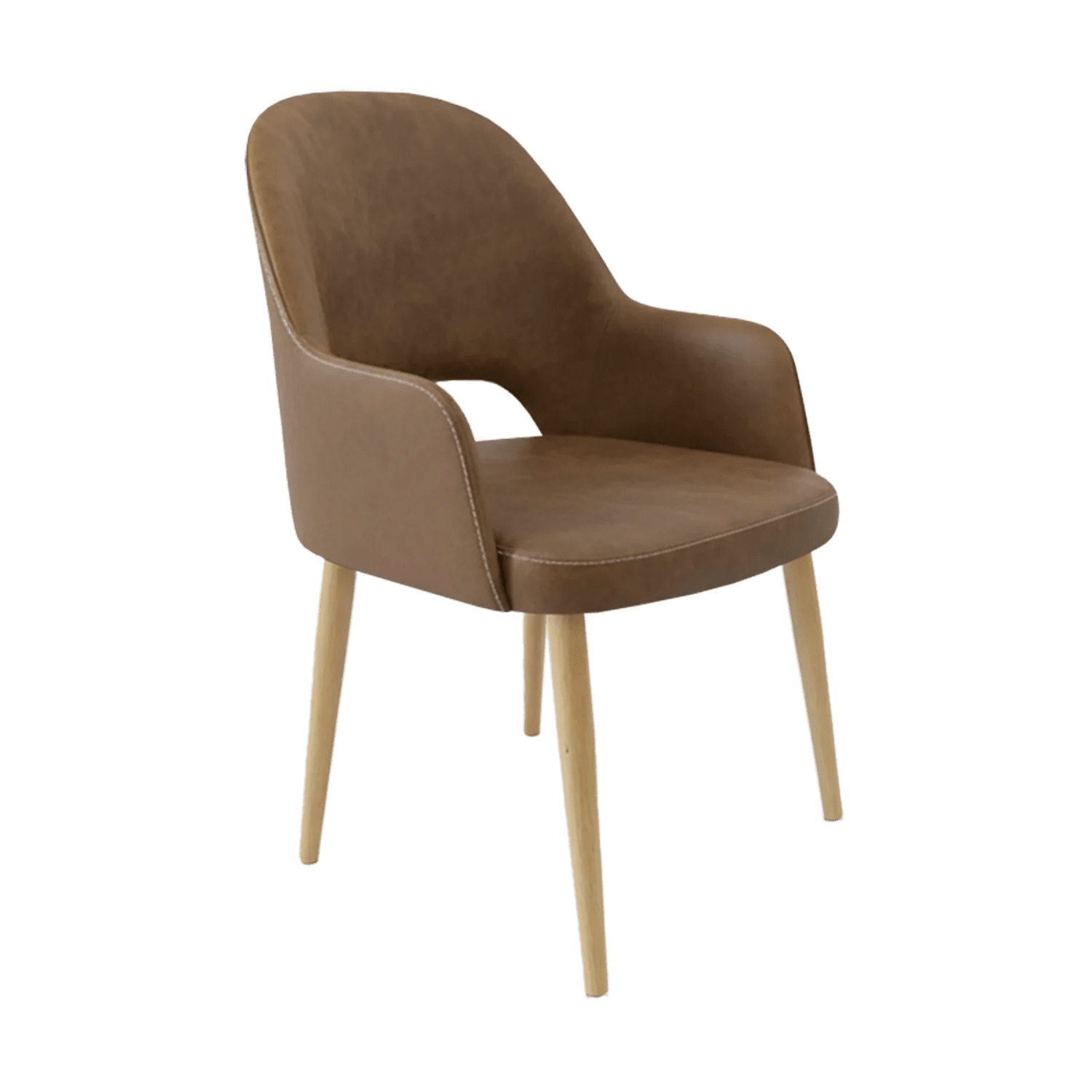 Durafurn Bourbon Armchair Oak Round Legs Mocha Fabric | Office Furniture Designs