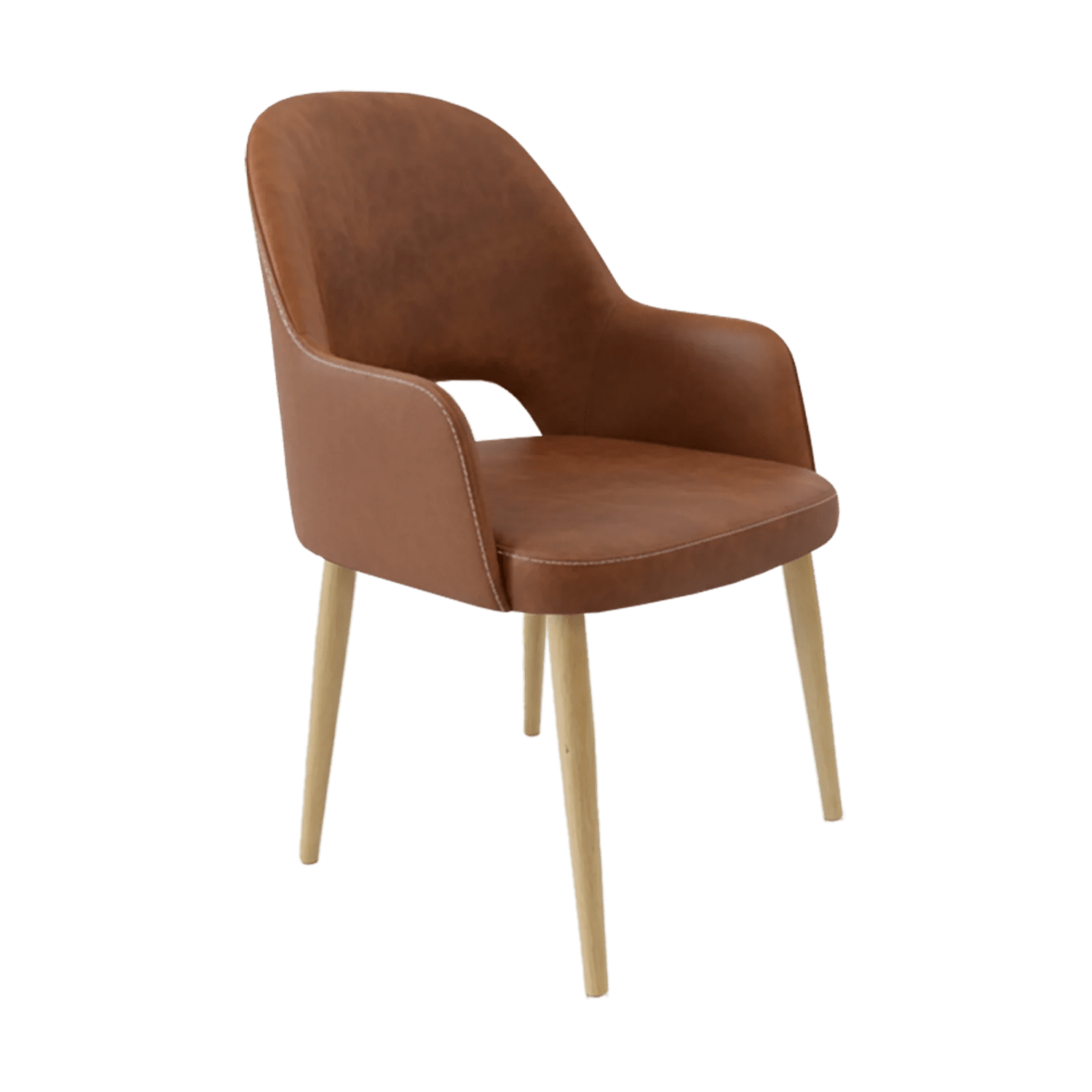 Durafurn Bourbon Armchair Oak Round Legs Tan Fabric | Office Furniture Designs