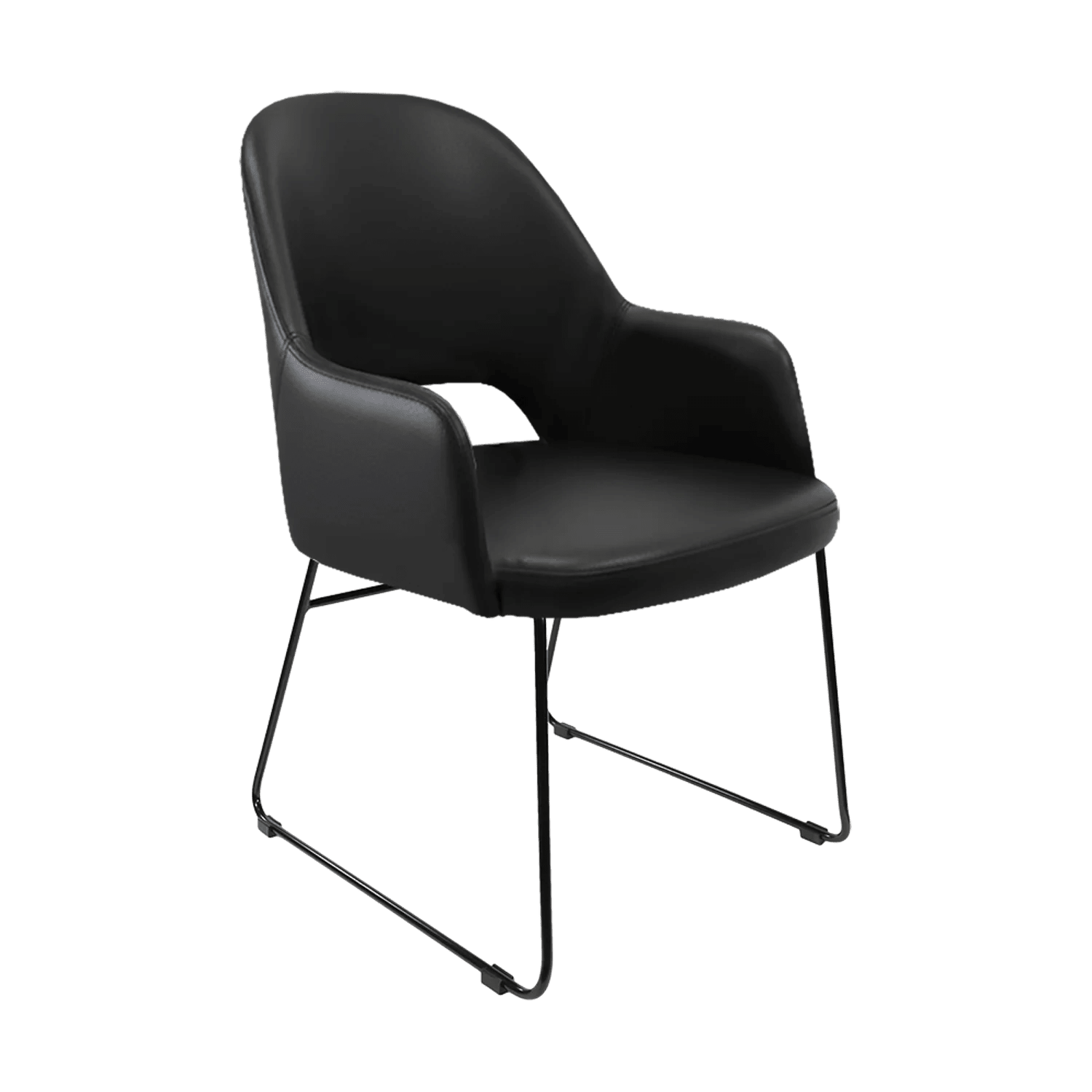 Durafurn Bourbon Armchair Sled Base Black Vinyl | Office Furniture Designs