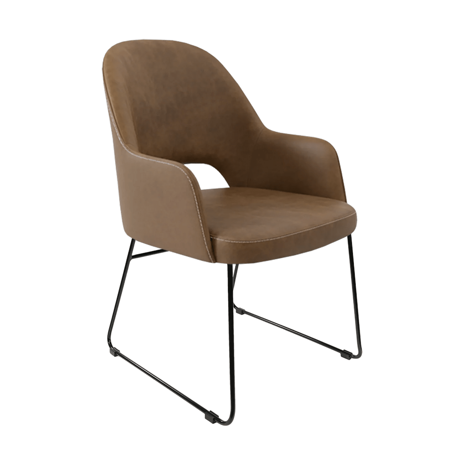 Durafurn Bourbon Armchair Sled Base Mocha Fabric | Office Furniture Designs