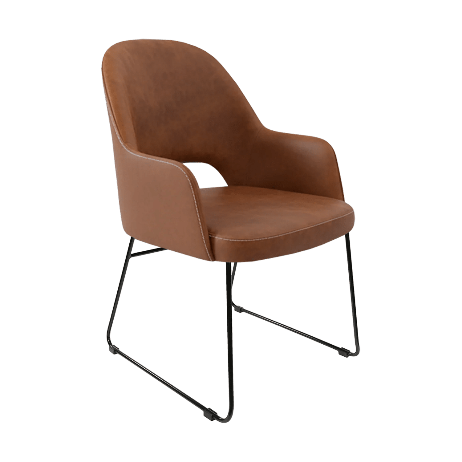 Durafurn Bourbon Armchair Sled Base Tan Fabric | Office Furniture Designs