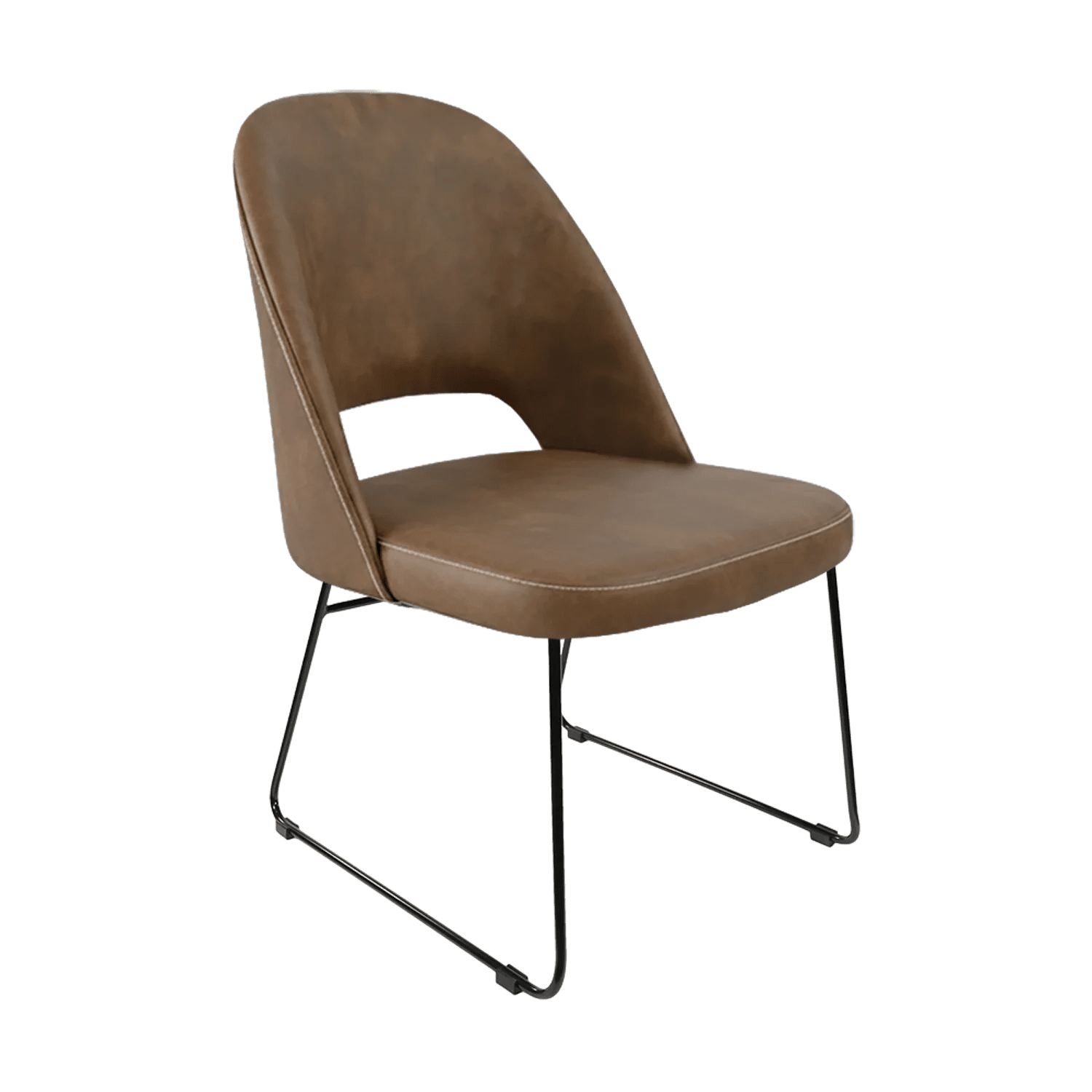 Durafurn Crescent Chair Sled Base Mocha Fabric | Office Furniture Designs