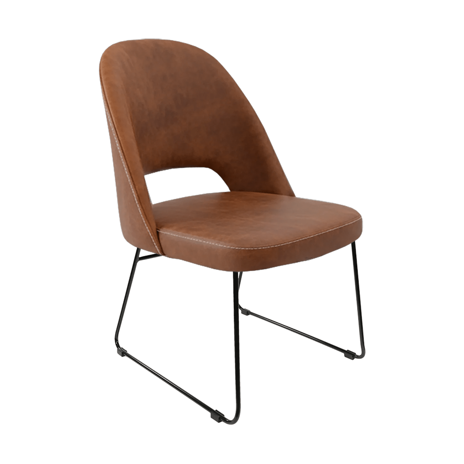 Durafurn Crescent Chair Sled Base Tan Fabric | Office Furniture Designs