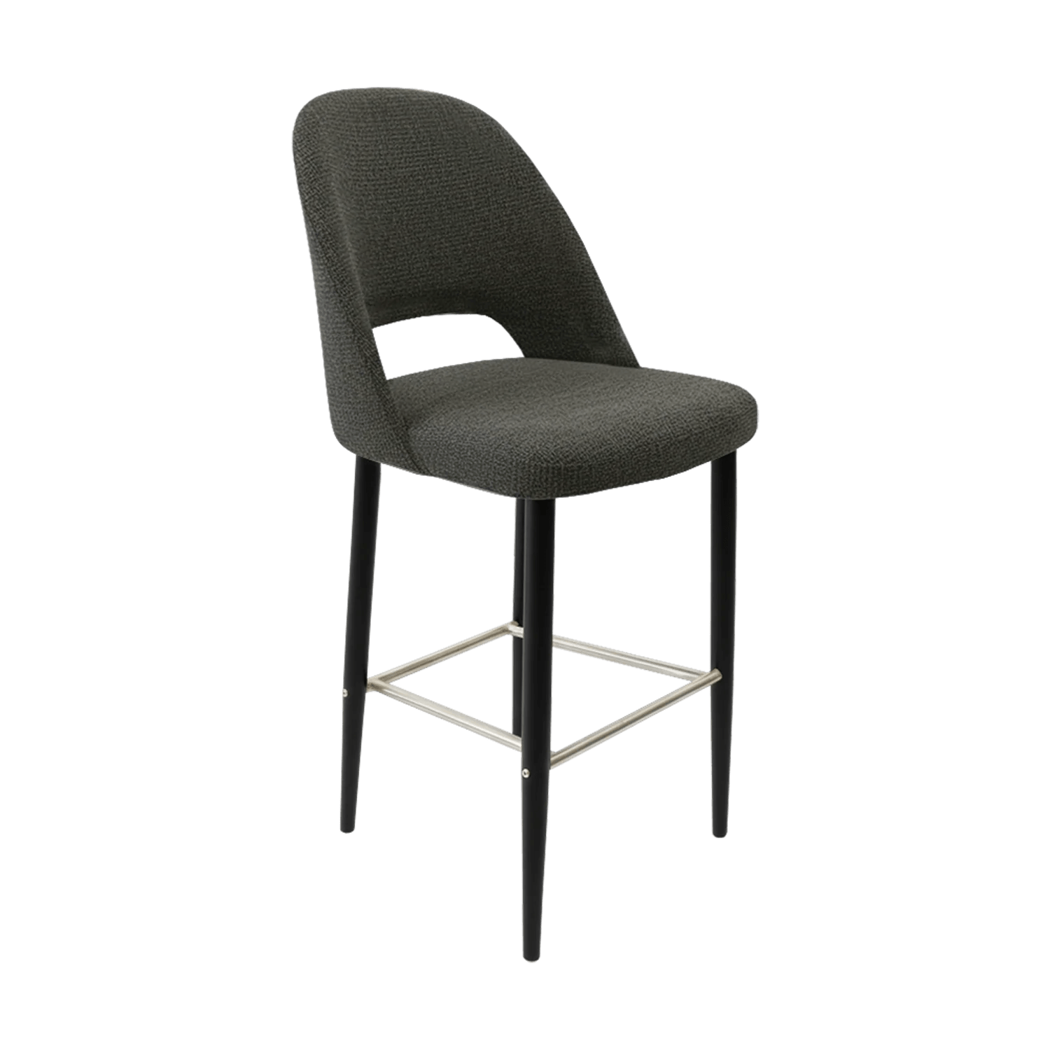 Durafurn New Orleans Crescent 750mm Barstool Black Round Legs Anthracite Fabric | Office Furniture Designs