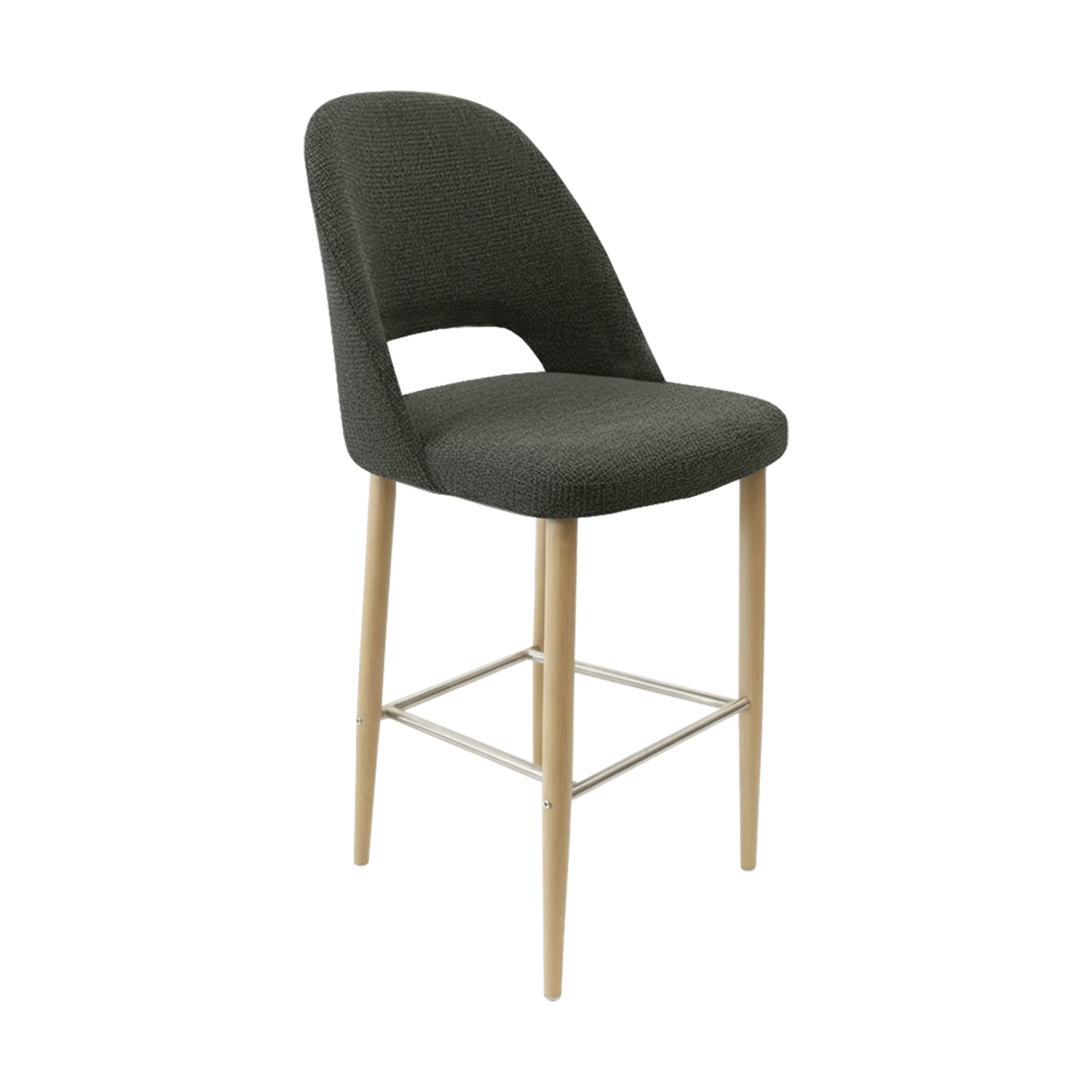 Durafurn New Orleans Crescent 750mm Barstool Oak Round Legs Anthracite Fabric | Office Furniture Designs