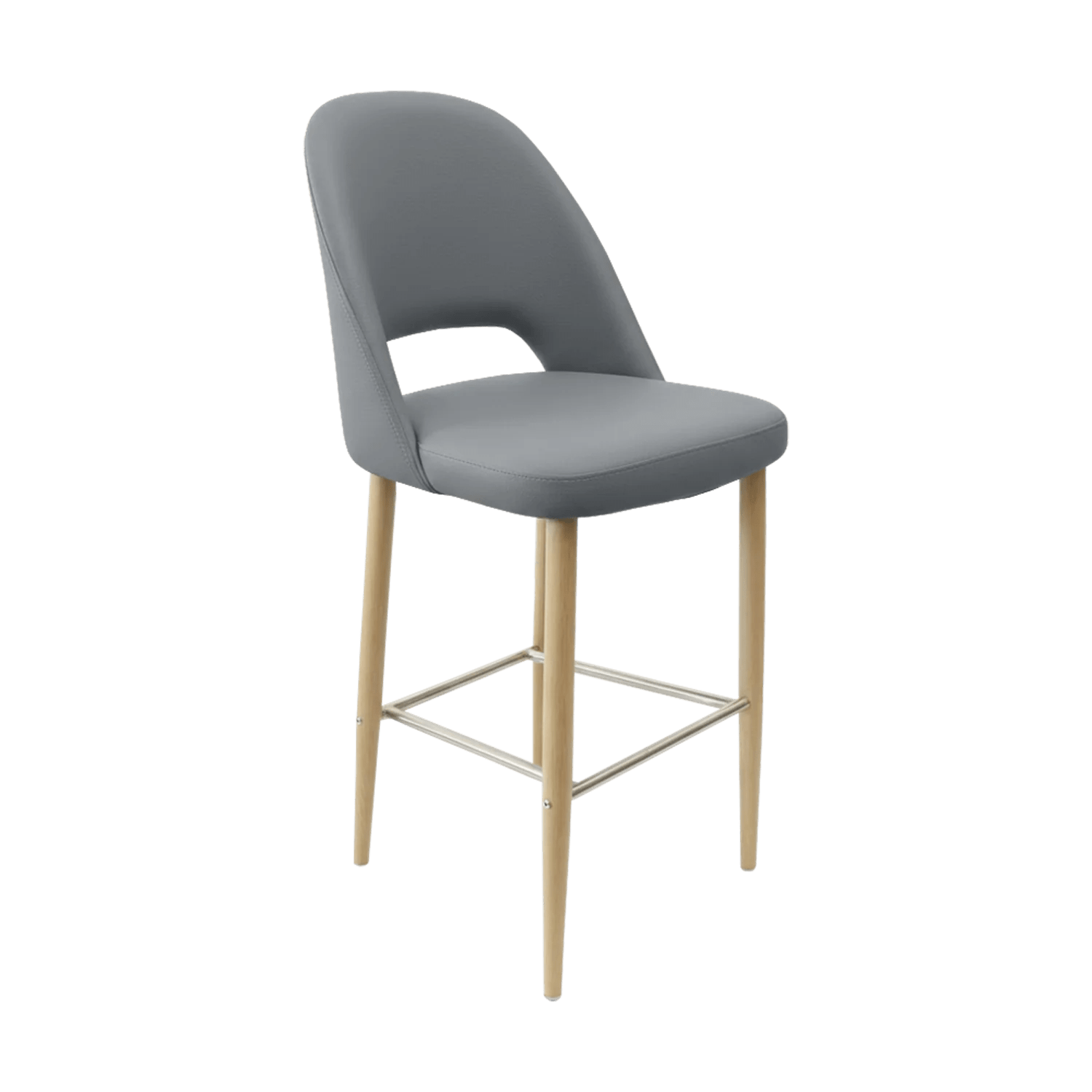 Durafurn New Orleans Crescent 750mm Barstool Oak Round Legs Stone Vinyl | Office Furniture Designs