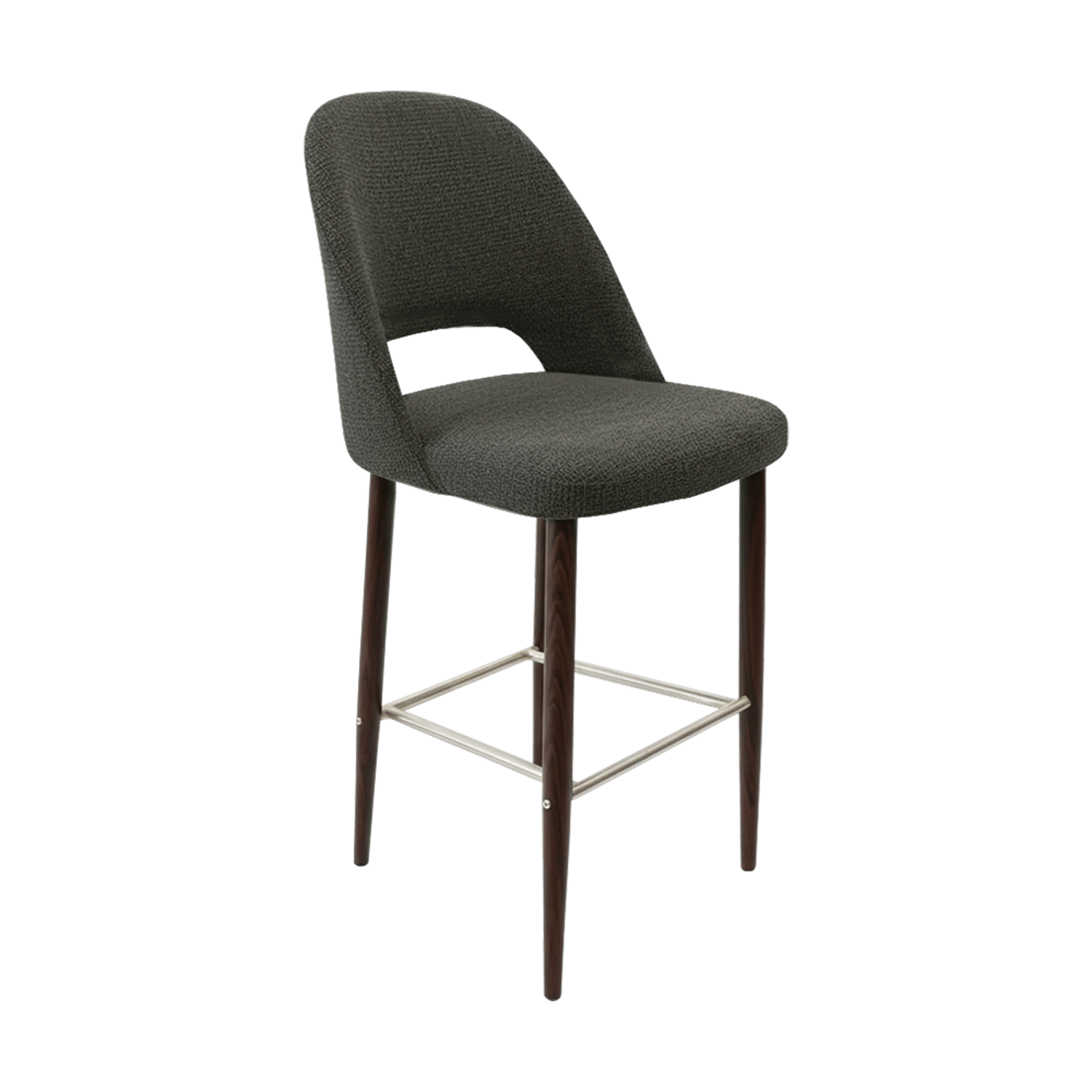 Durafurn New Orleans Crescent 750mm Barstool Wenge Round Legs Anthracite Fabric | Office Furniture Designs