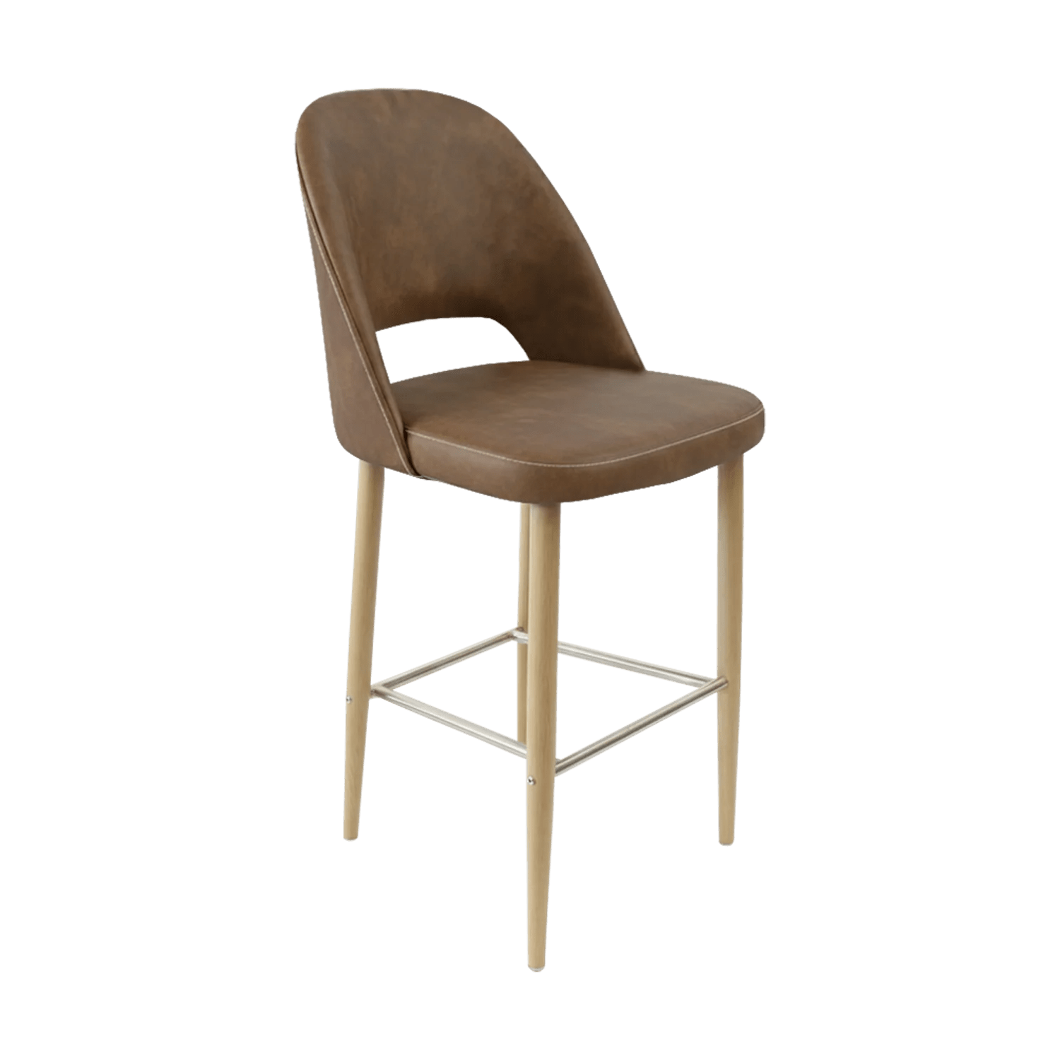 Durafurn New Orleans Crescent 750mm Barstool Wenge Round Legs Black Vinyl | Office Furniture Designs
