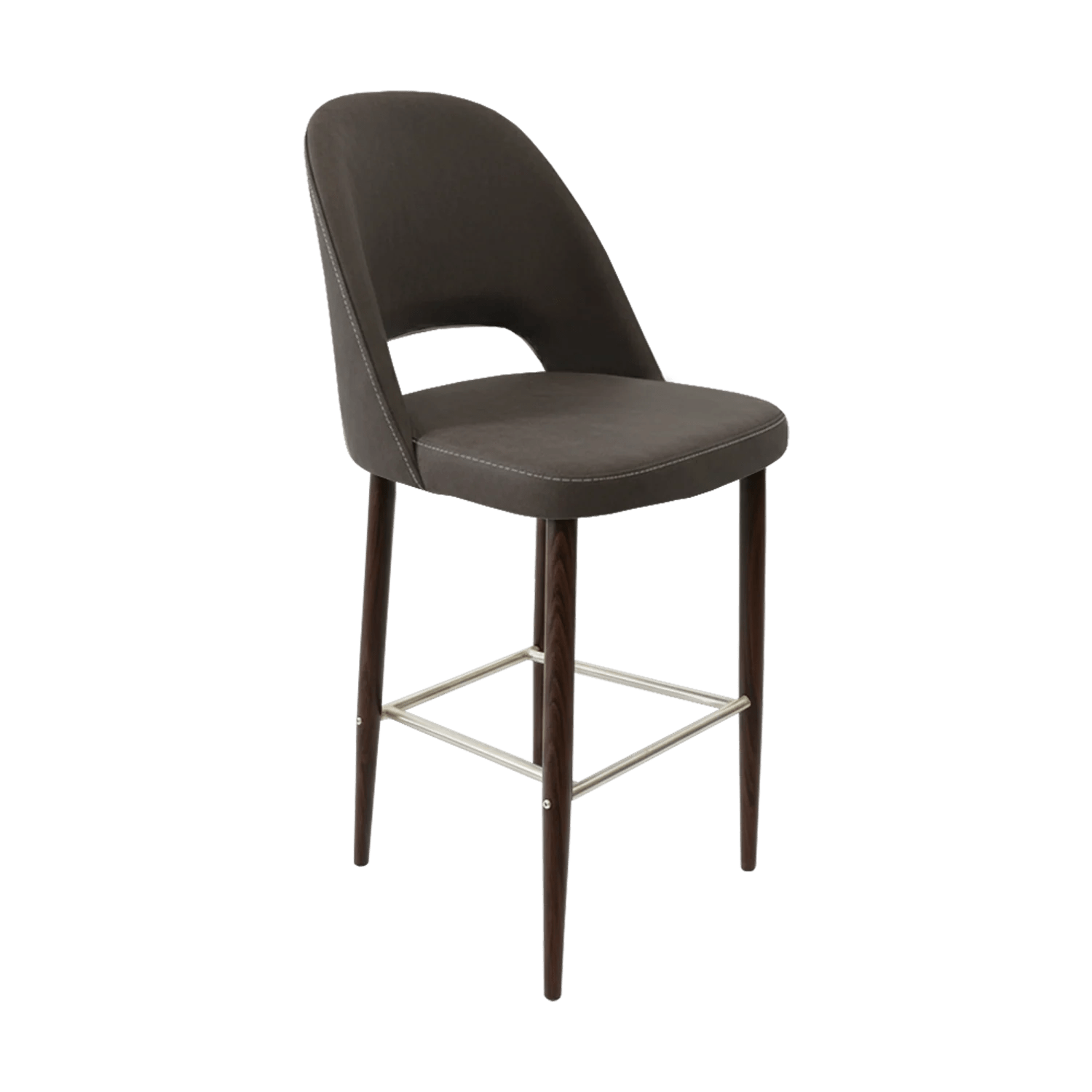 Durafurn New Orleans Crescent 750mm Barstool Wenge Round Legs Charcoal Fabric | Office Furniture Designs