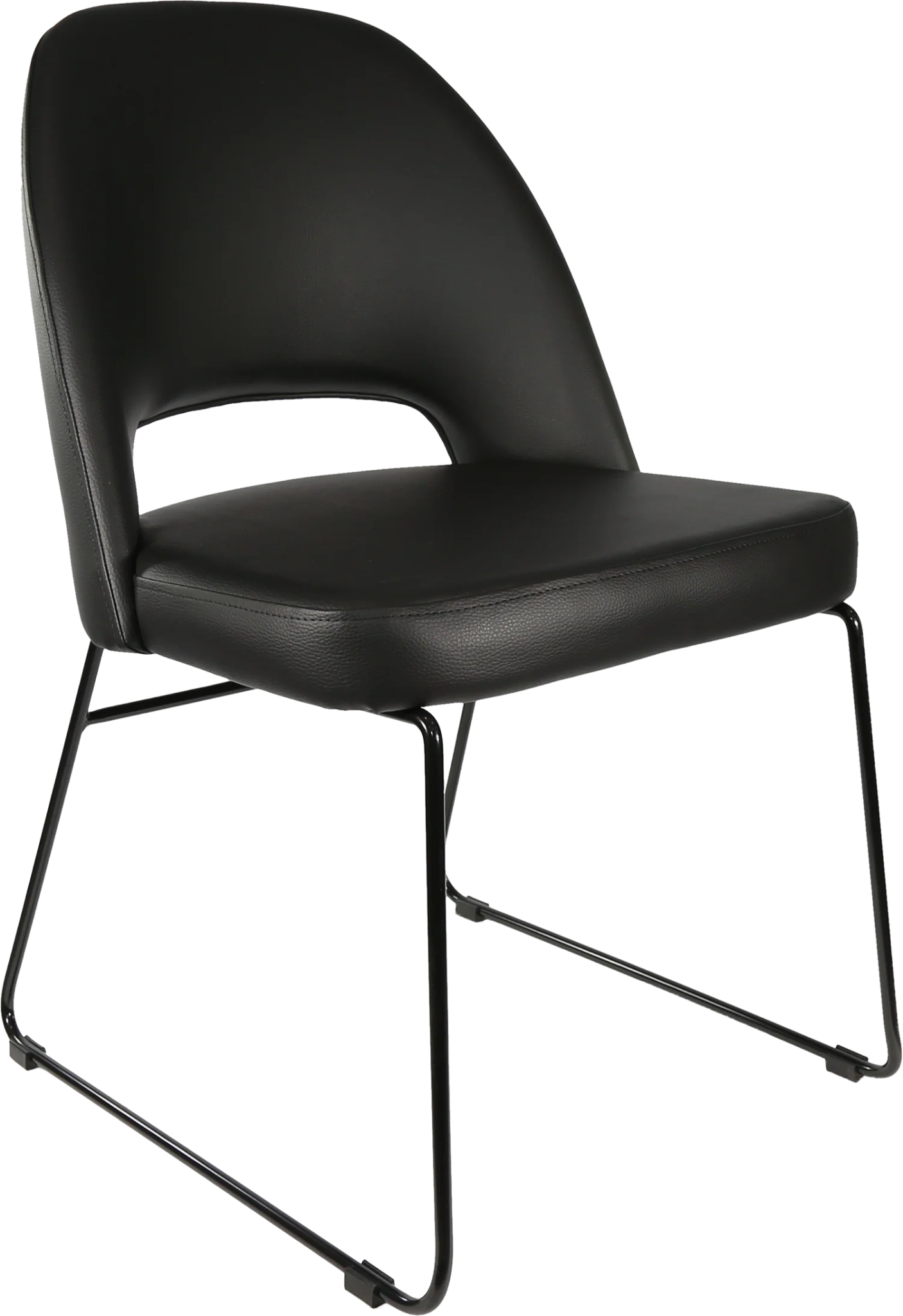 Durafurn Semifreddo Chair - Black Sled Base Black Vinyl | Office Furniture Designs
