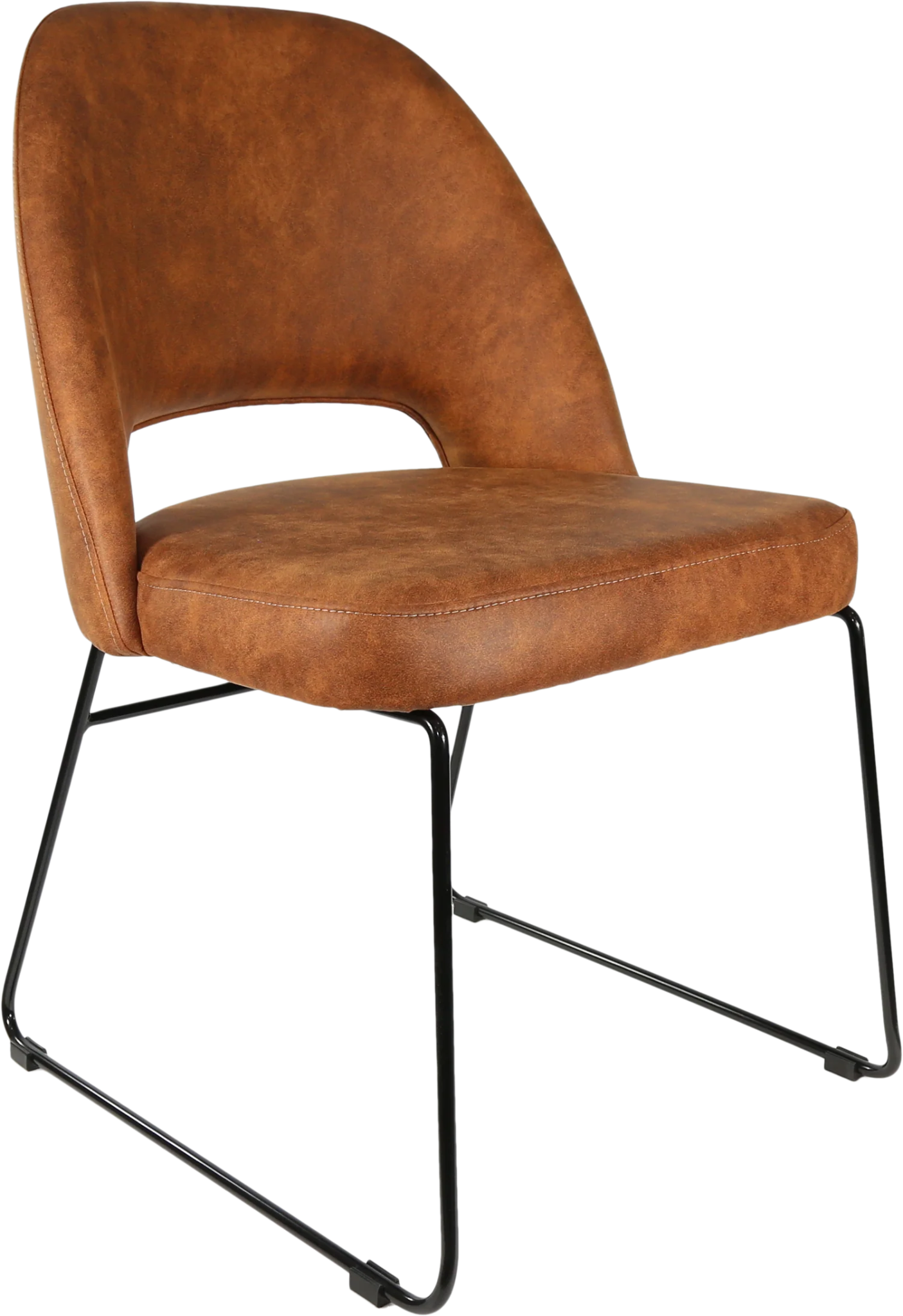 Durafurn Semifreddo Chair - Black Sled Base Tan Fabric | Office Furniture Designs