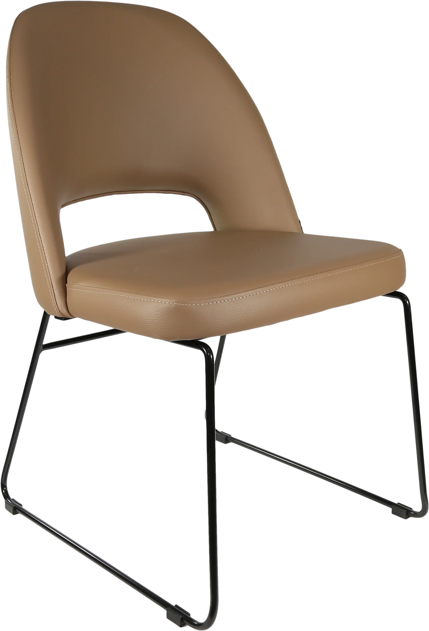 Durafurn Semifreddo Chair - Black Sled Base Taupe Vinyl | Office Furniture Designs