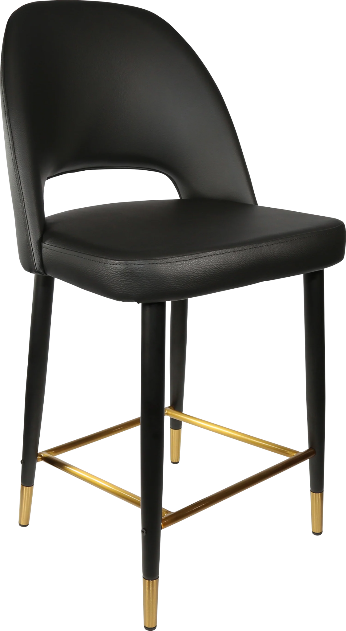 Durafurn Semifreddo Counter Stool - Black Metal 650h Legs Black Vinyl | Office Furniture Designs