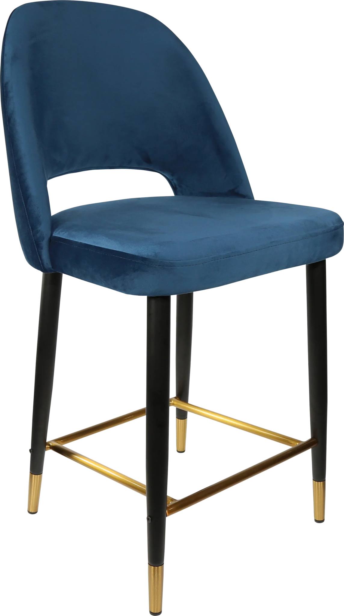 Durafurn Semifreddo Counter Stool - Black Metal 650h Legs Denim Velvet | Office Furniture Designs