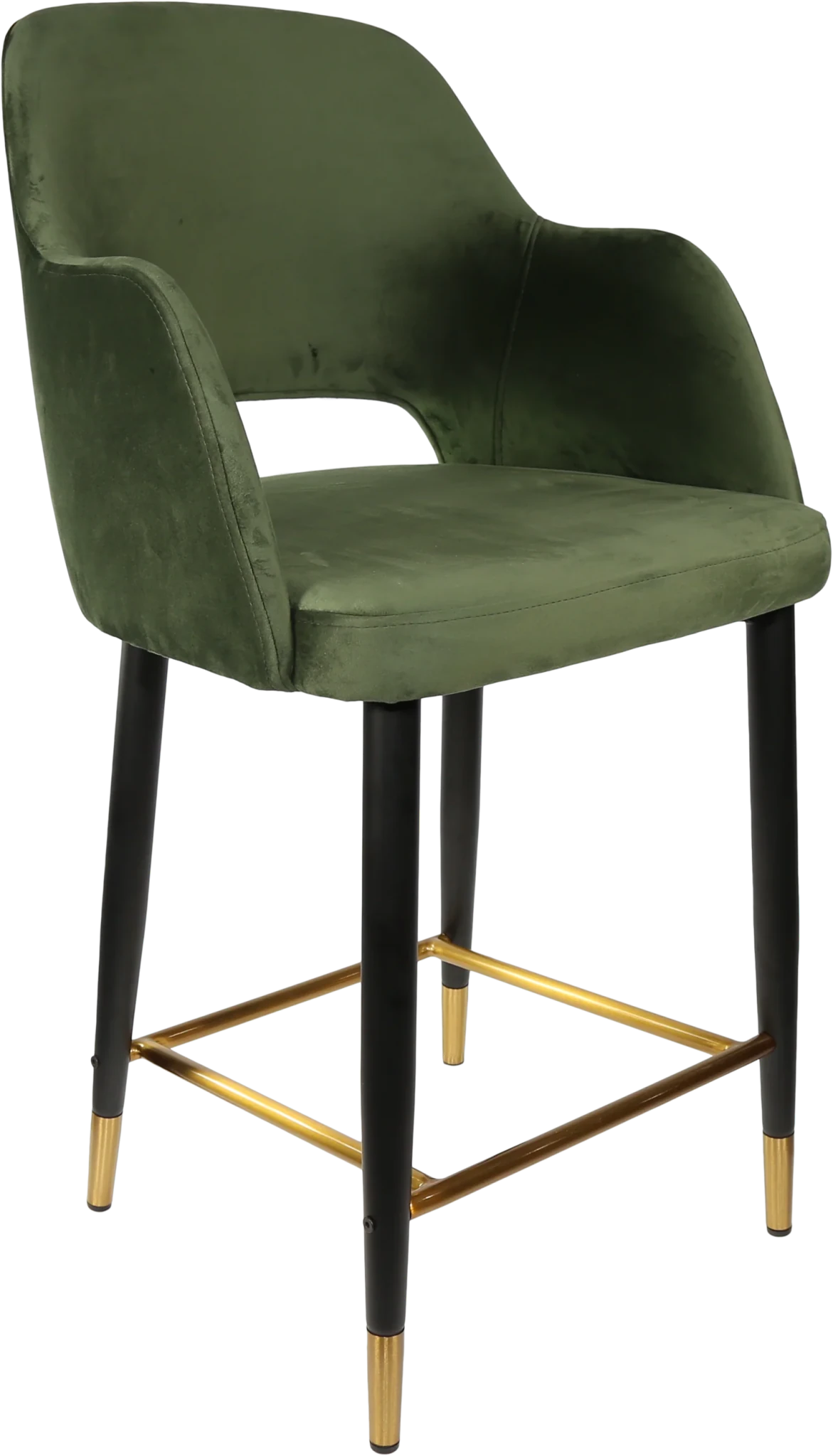 Durafurn Sorbet Counter Stool - Black Metal 650h Legs Avocado Velvet | Office Furniture Designs