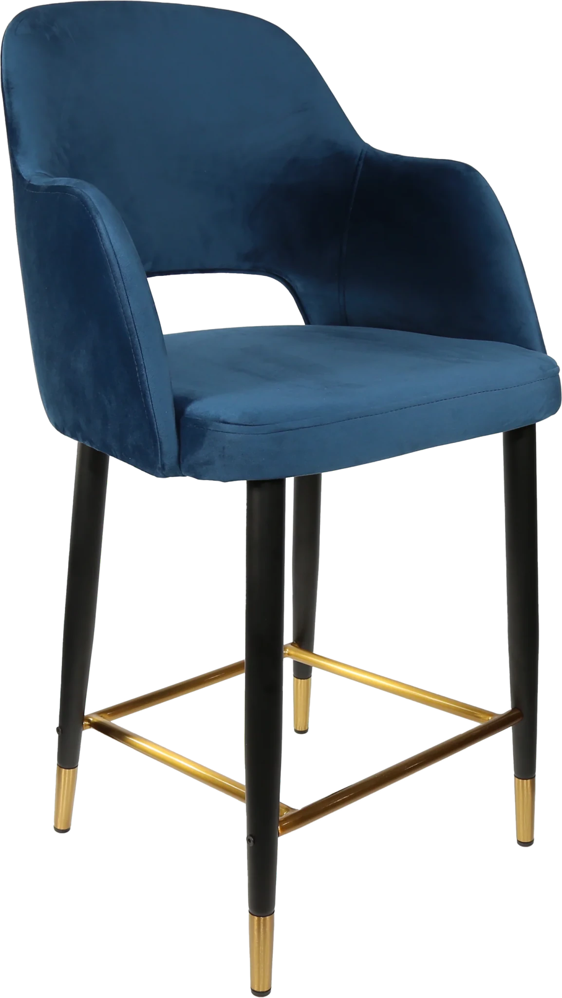 Durafurn Sorbet Counter Stool - Black Metal 650h Legs Denim Velvet | Office Furniture Designs