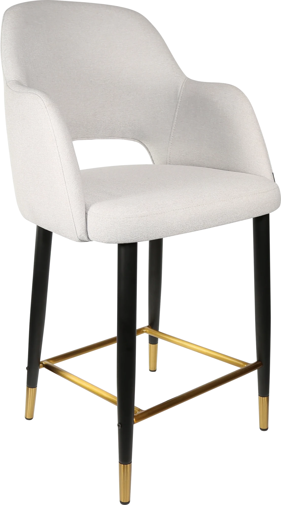 Durafurn Sorbet Counter Stool - Black Metal 650h Legs Light Grey Fabric | Office Furniture Designs