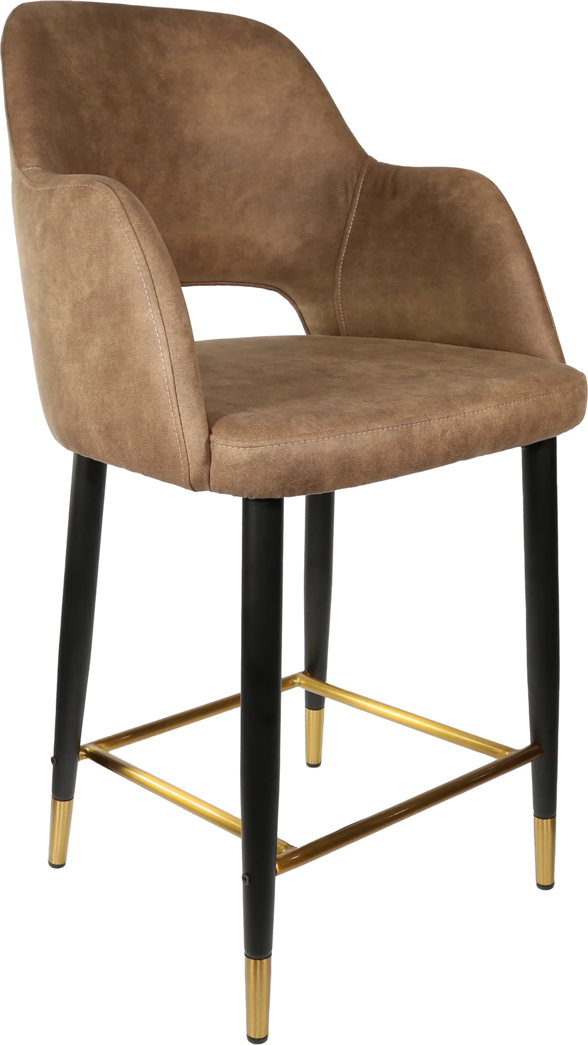 Durafurn Sorbet Counter Stool - Black Metal 650h Legs Mocha Fabric | Office Furniture Designs