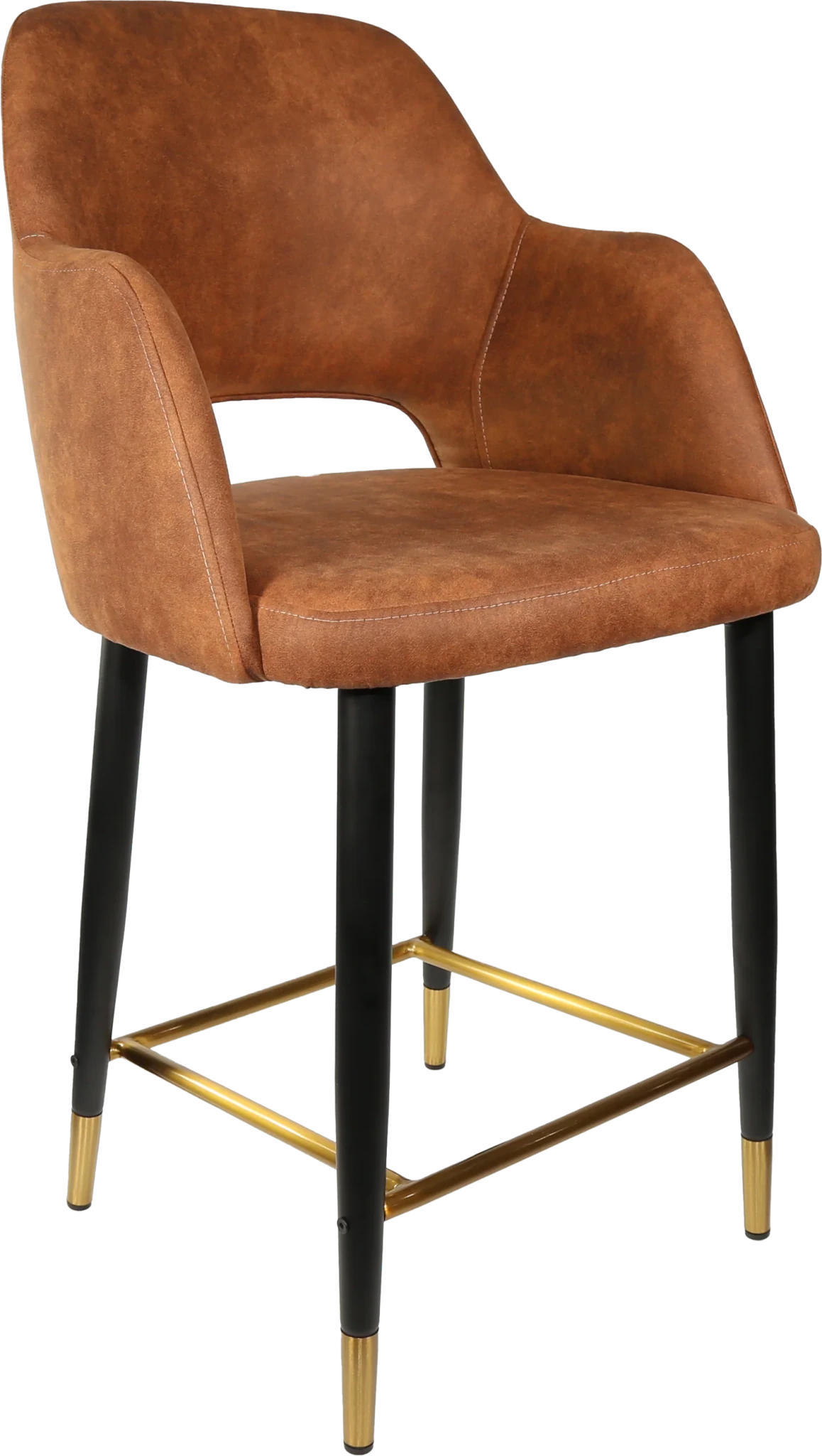 Durafurn Sorbet Counter Stool - Black Metal 650h Legs Tan Fabric | Office Furniture Designs