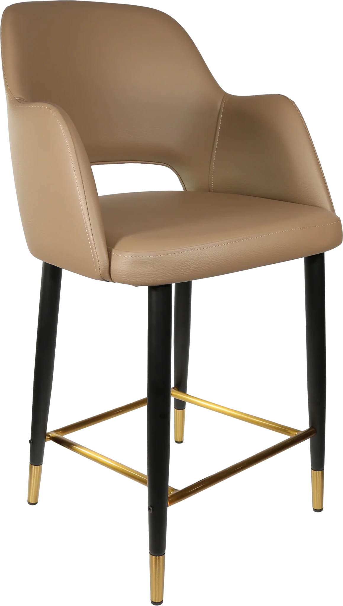 Durafurn Sorbet Counter Stool - Black Metal 650h Legs Taupe Vinyl | Office Furniture Designs