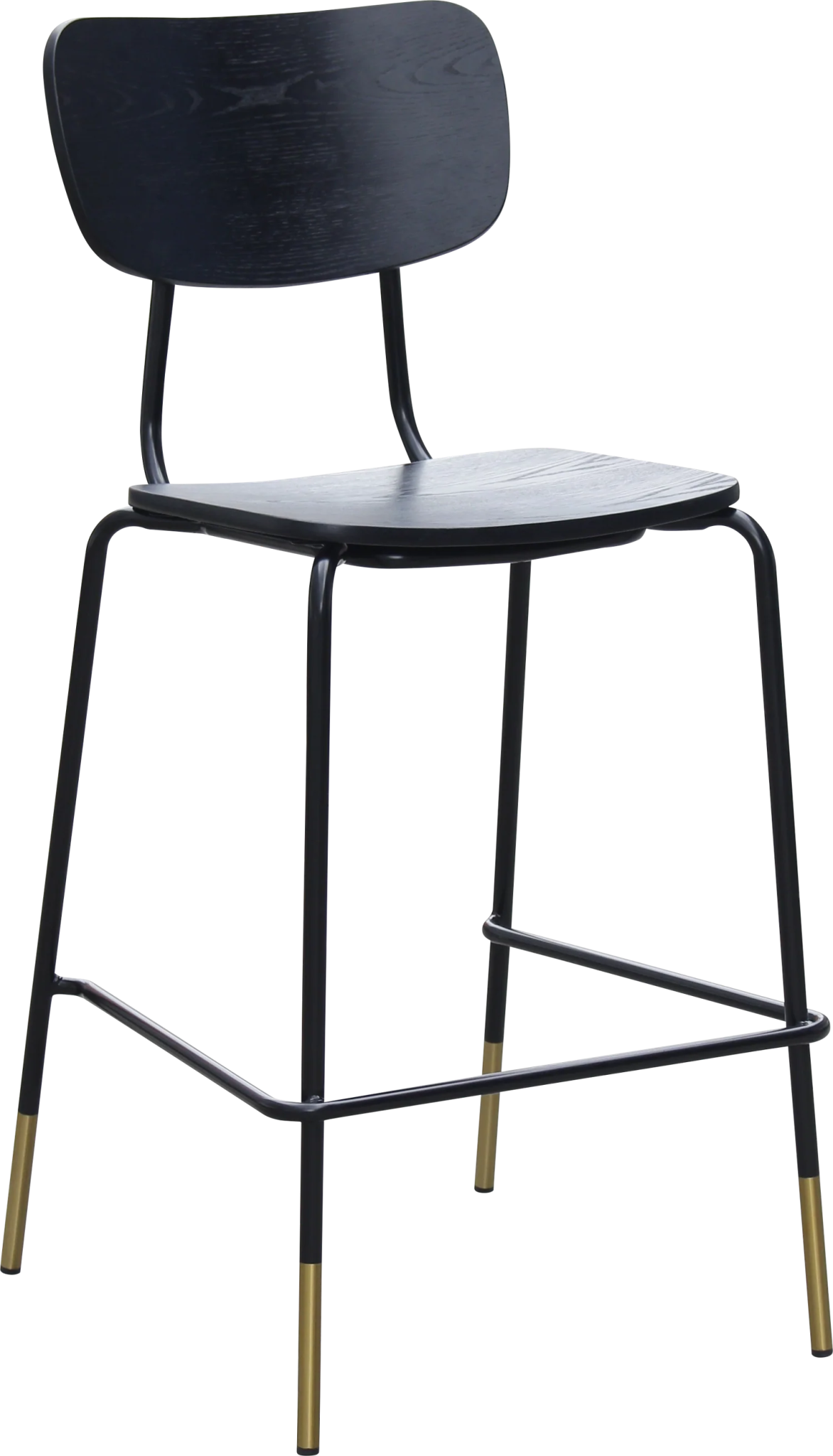 Durafurn Tiramisu Barstool Black Frame with Brass Tip Black Ply | Office Furniture Designs