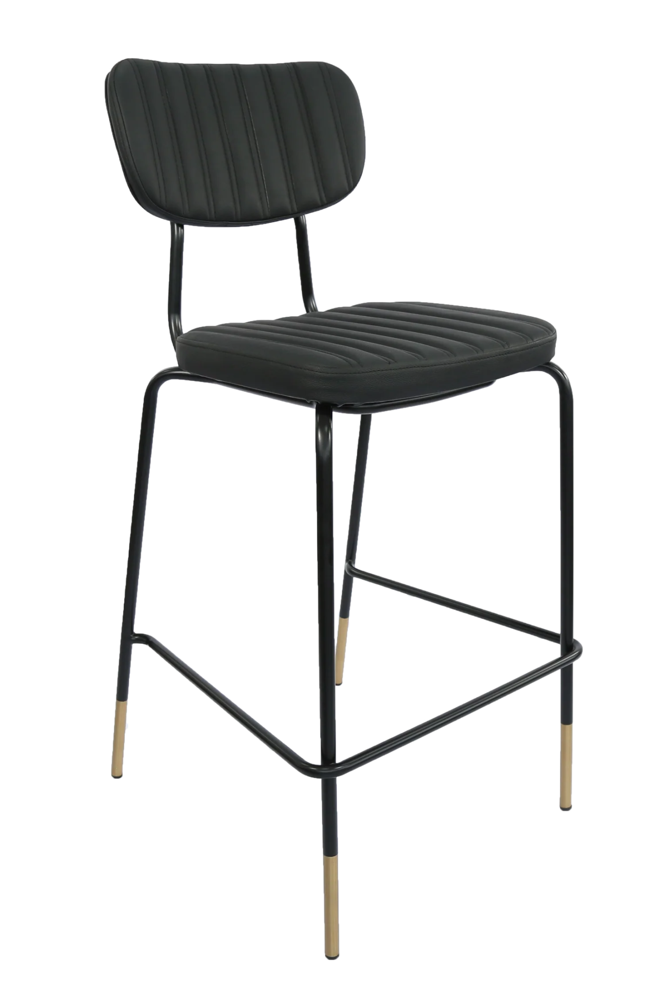 Durafurn Tiramisu Barstool Black Frame with Brass Tip Black Vinyl | Office Furniture Designs