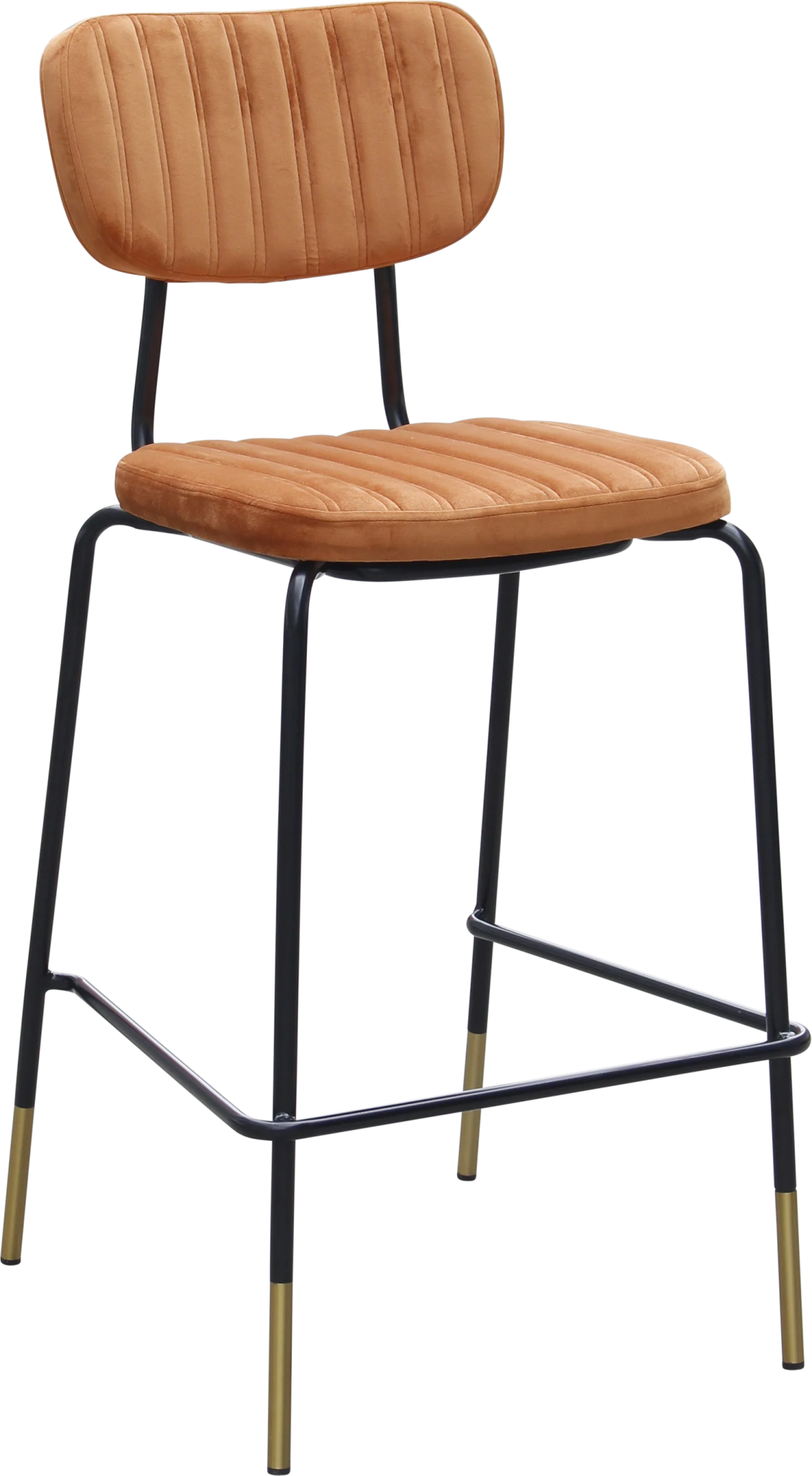 Durafurn Tiramisu Barstool Black Frame with Brass Tip Burnt Orange Velvet | Office Furniture Designs