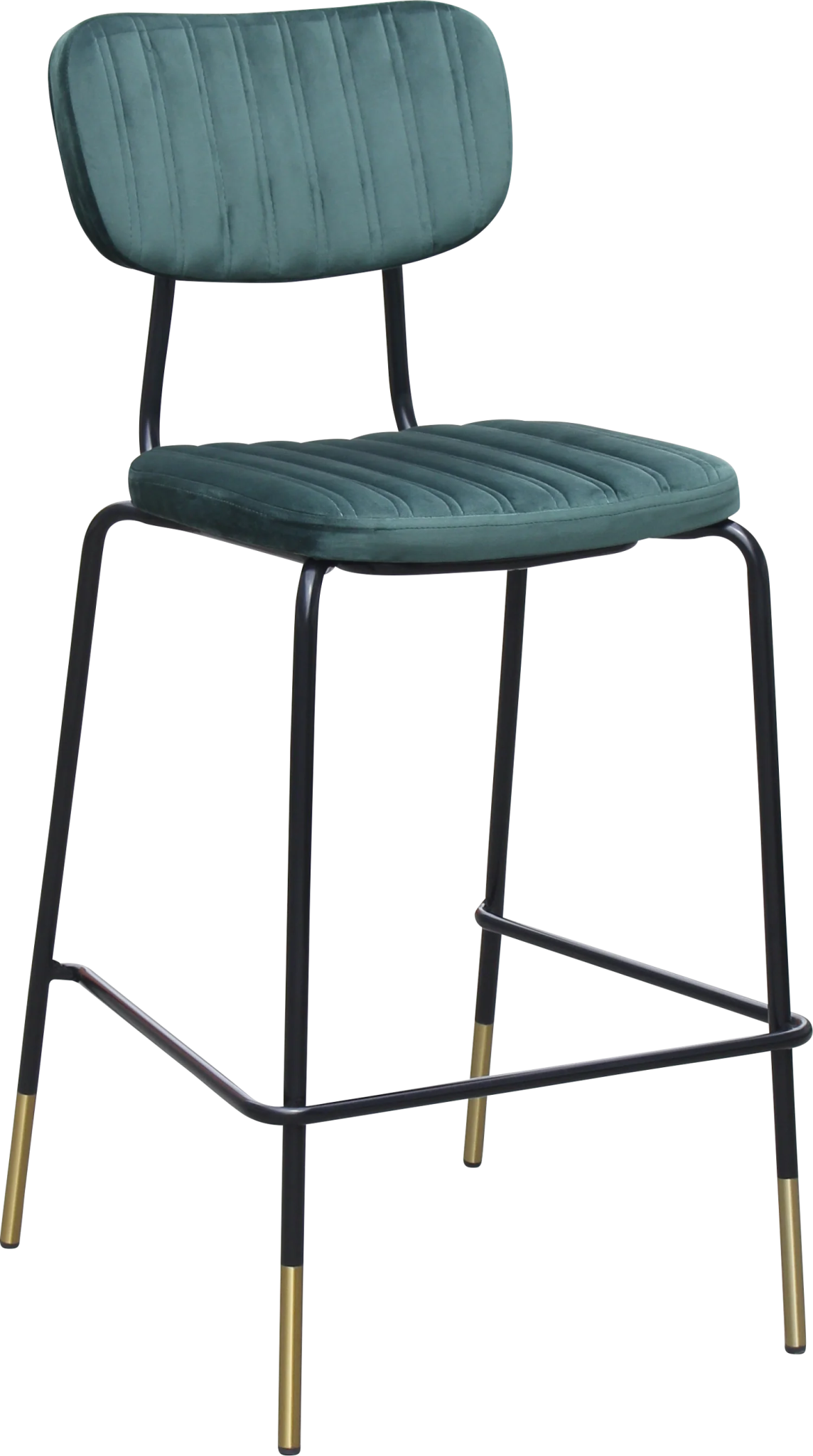Durafurn Tiramisu Barstool Black Frame with Brass Tip Forest Green Velvet | Office Furniture Designs