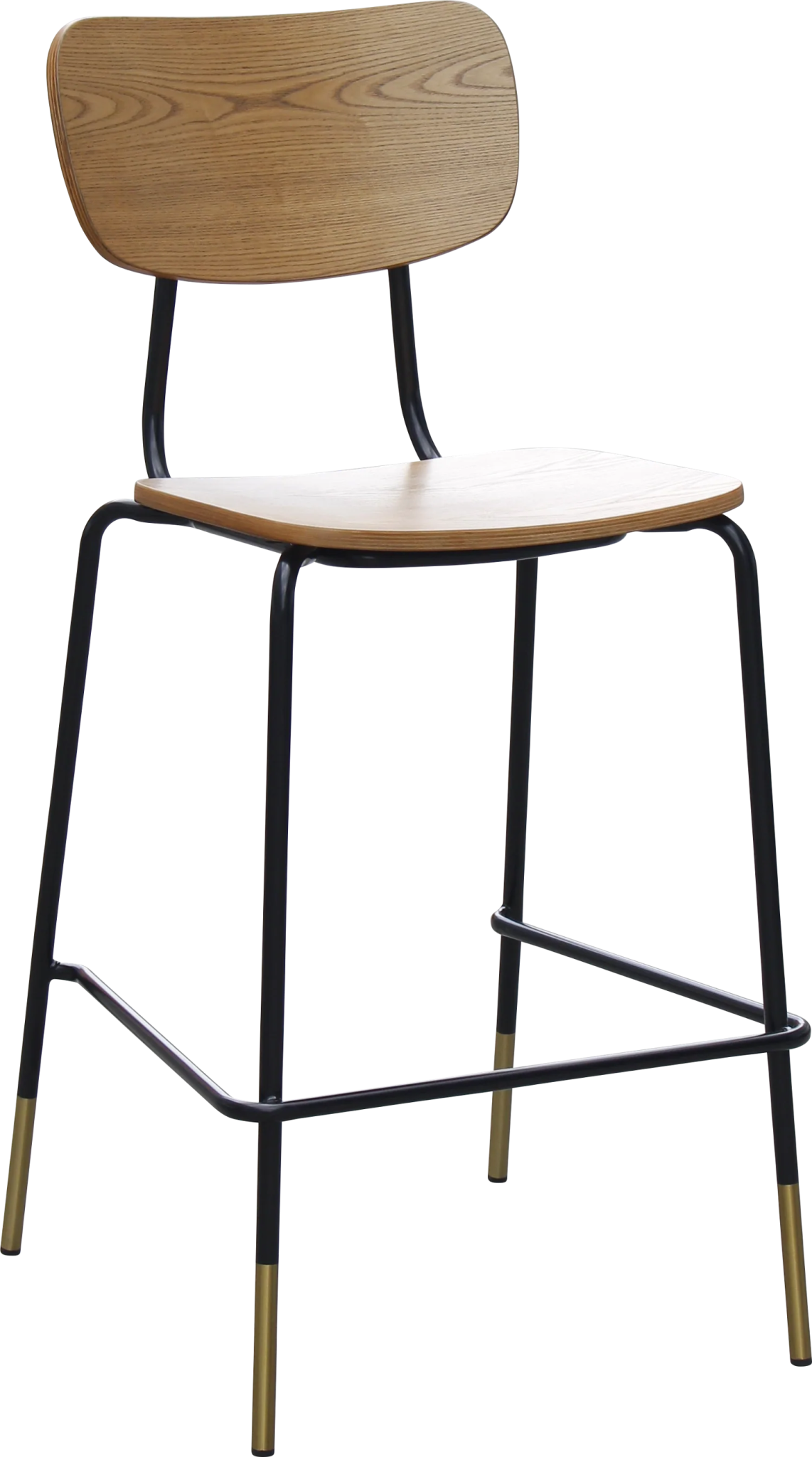 Durafurn Tiramisu Barstool Black Frame with Brass Tip Oak Ply | Office Furniture Designs