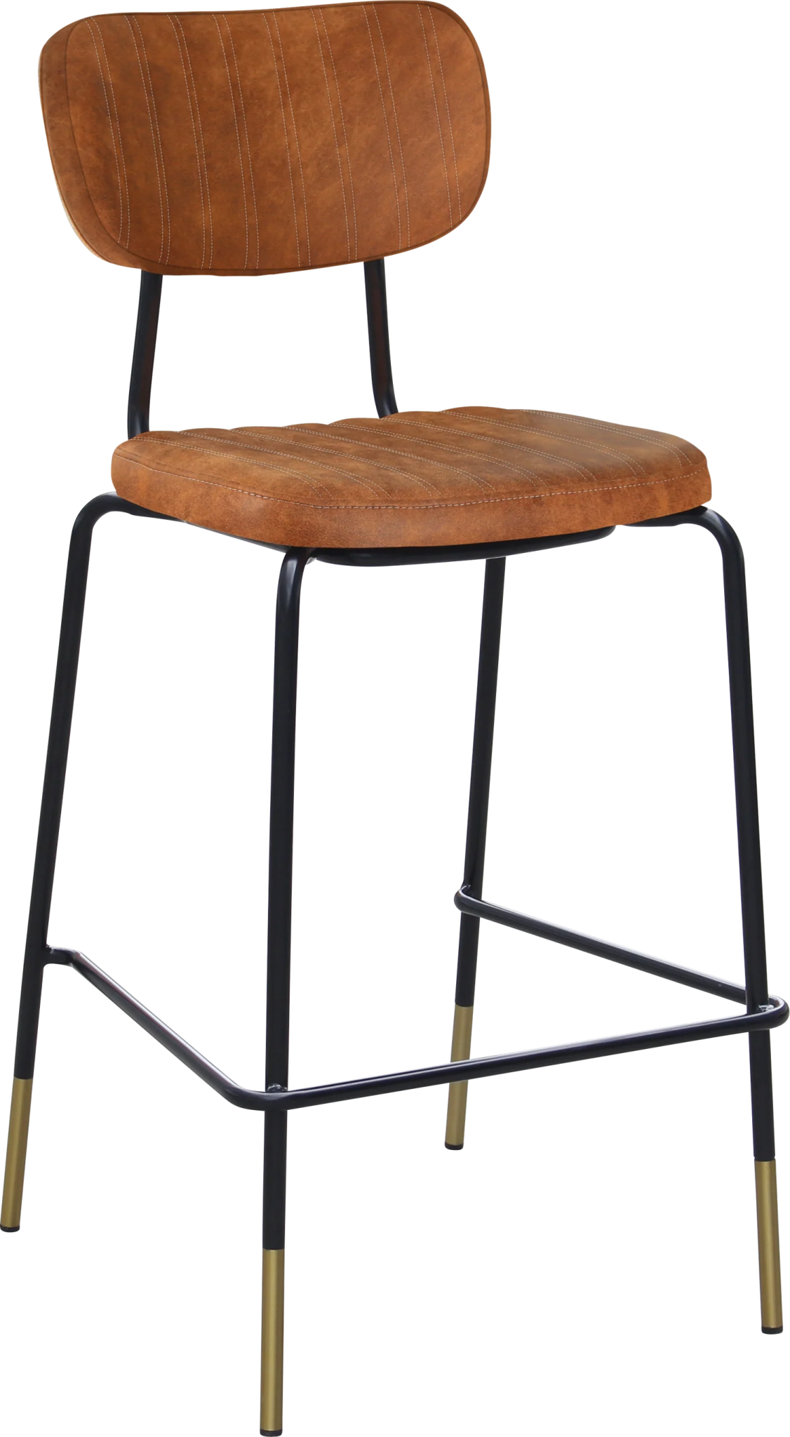 Durafurn Tiramisu Barstool Black Frame with Brass Tip Tan Fabric | Office Furniture Designs