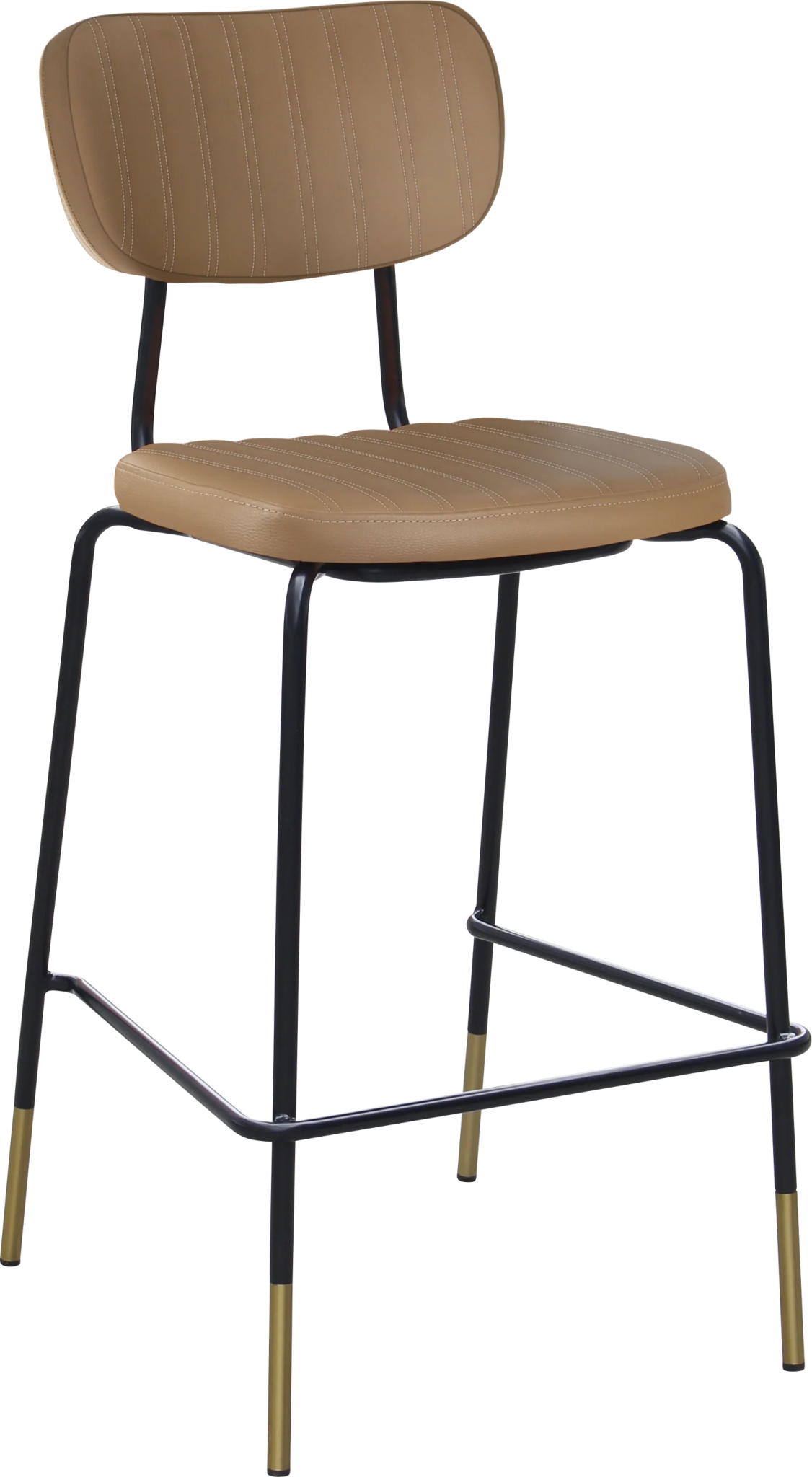 Durafurn Tiramisu Barstool Black Frame with Brass Tip Taupe Vinyl | Office Furniture Designs
