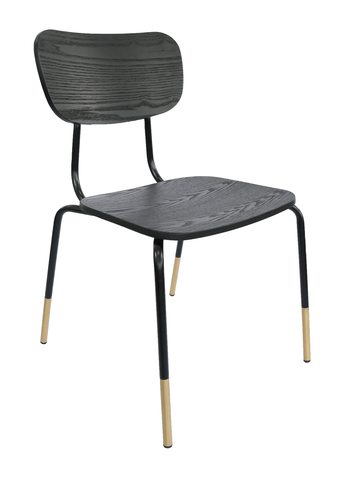 Durafurn Tiramisu Chair Black Frame with Brass Tip Black Ply | Office Furniture Designs