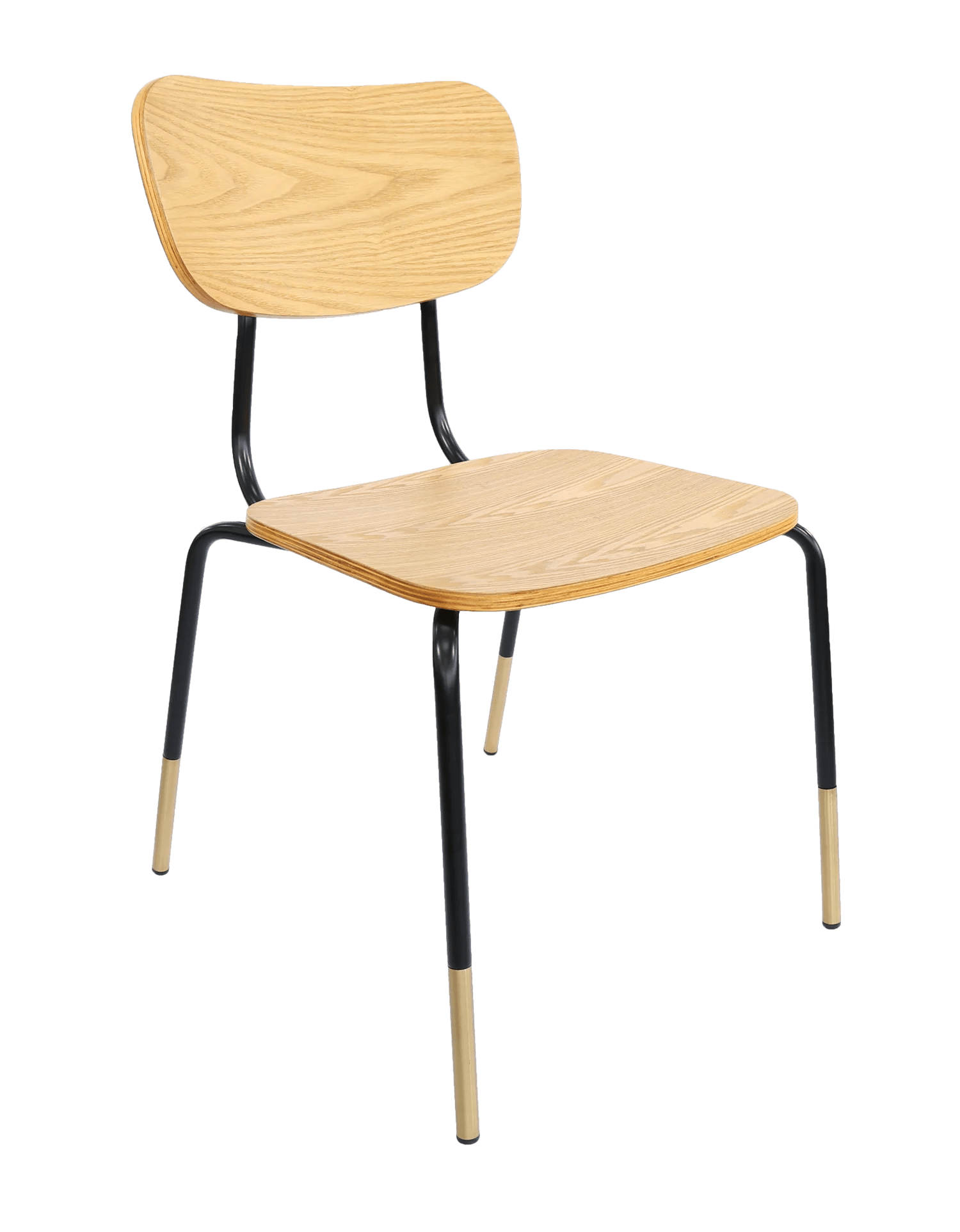 Durafurn Tiramisu Chair Black Frame with Brass Tip Oak Ply | Office Furniture Designs