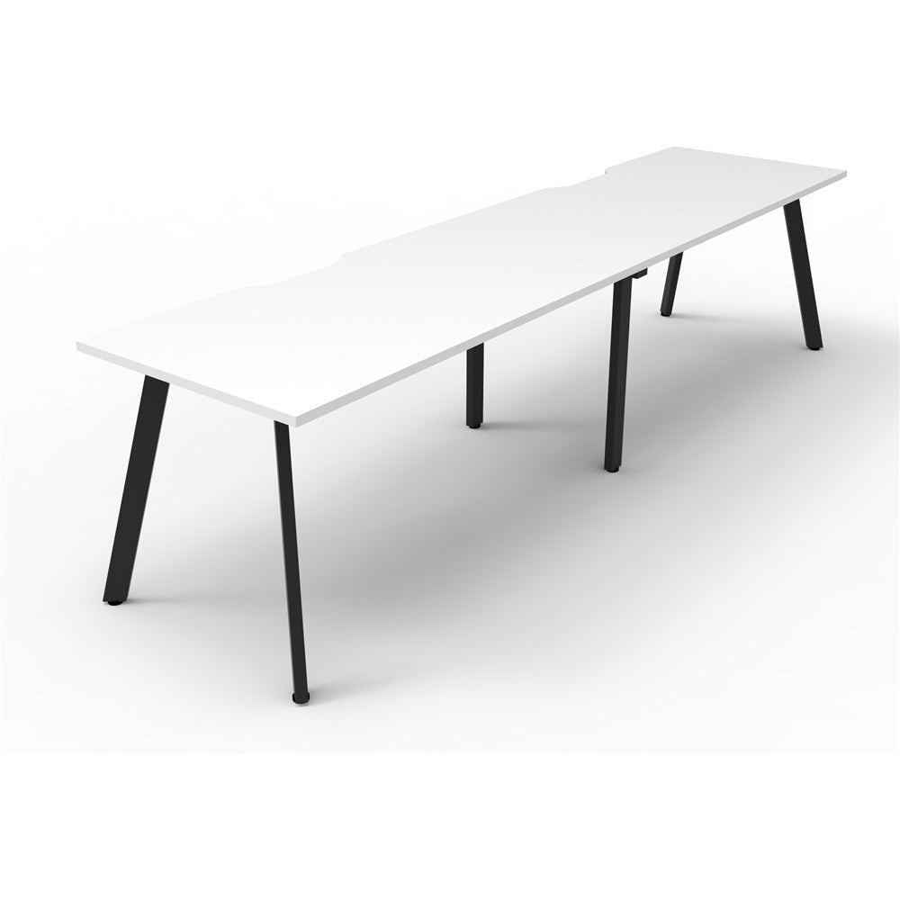 Eternity Workstation Single Sided 2 Person Workstation Black & White 2400W x 750D x 730H | Office Furniture Designs