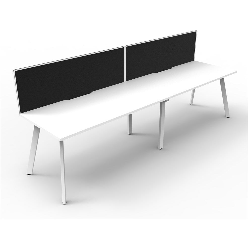 Eternity Workstation Single Sided 2 Person Workstation + Screen White & White 3000W x 750D x 730H | Office Furniture Designs