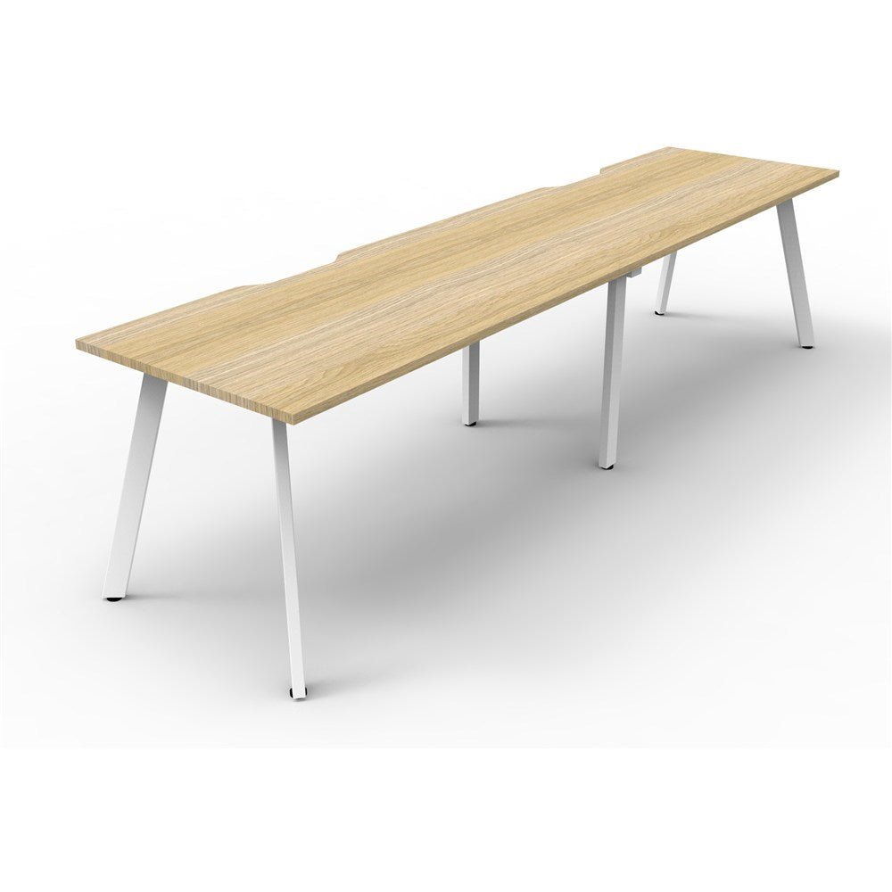 Eternity Workstation Single Sided 2 Person Workstation White & Oak 2400W x 750D x 730H | Office Furniture Designs