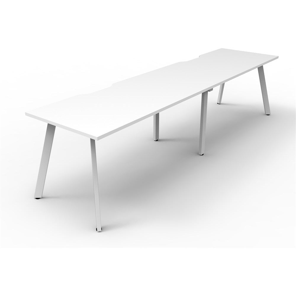 Eternity Workstation Single Sided 2 Person Workstation White & White 3600W x 750D x 730H | Office Furniture Designs