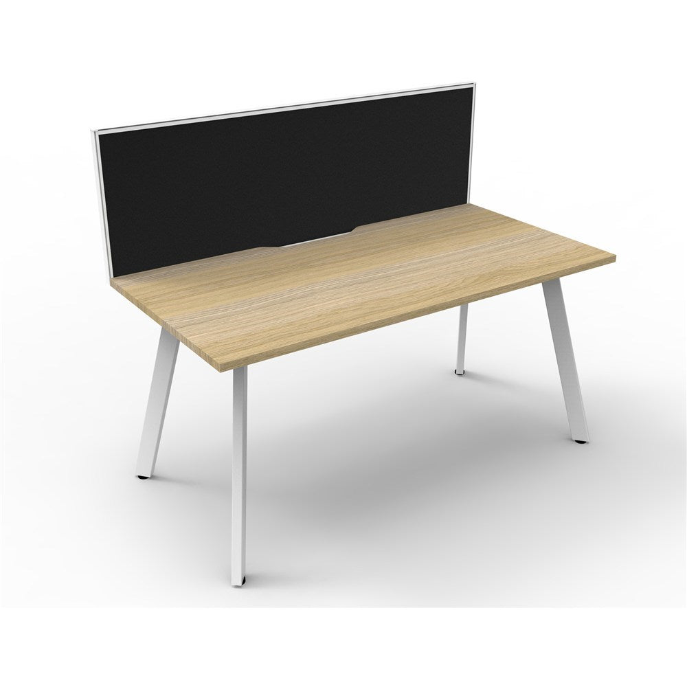 Eternity Workstation Single Sided With Screen 1200W x 780D x 1200H White & Oak | Office Furniture Designs
