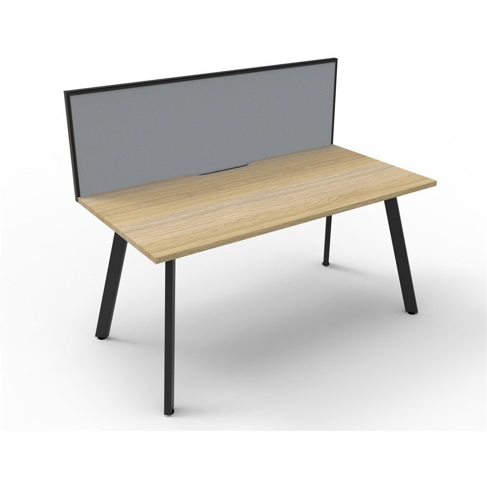 Eternity Workstation Single Sided With Screen 1800W x 780D x 1200H Black & Oak | Office Furniture Designs