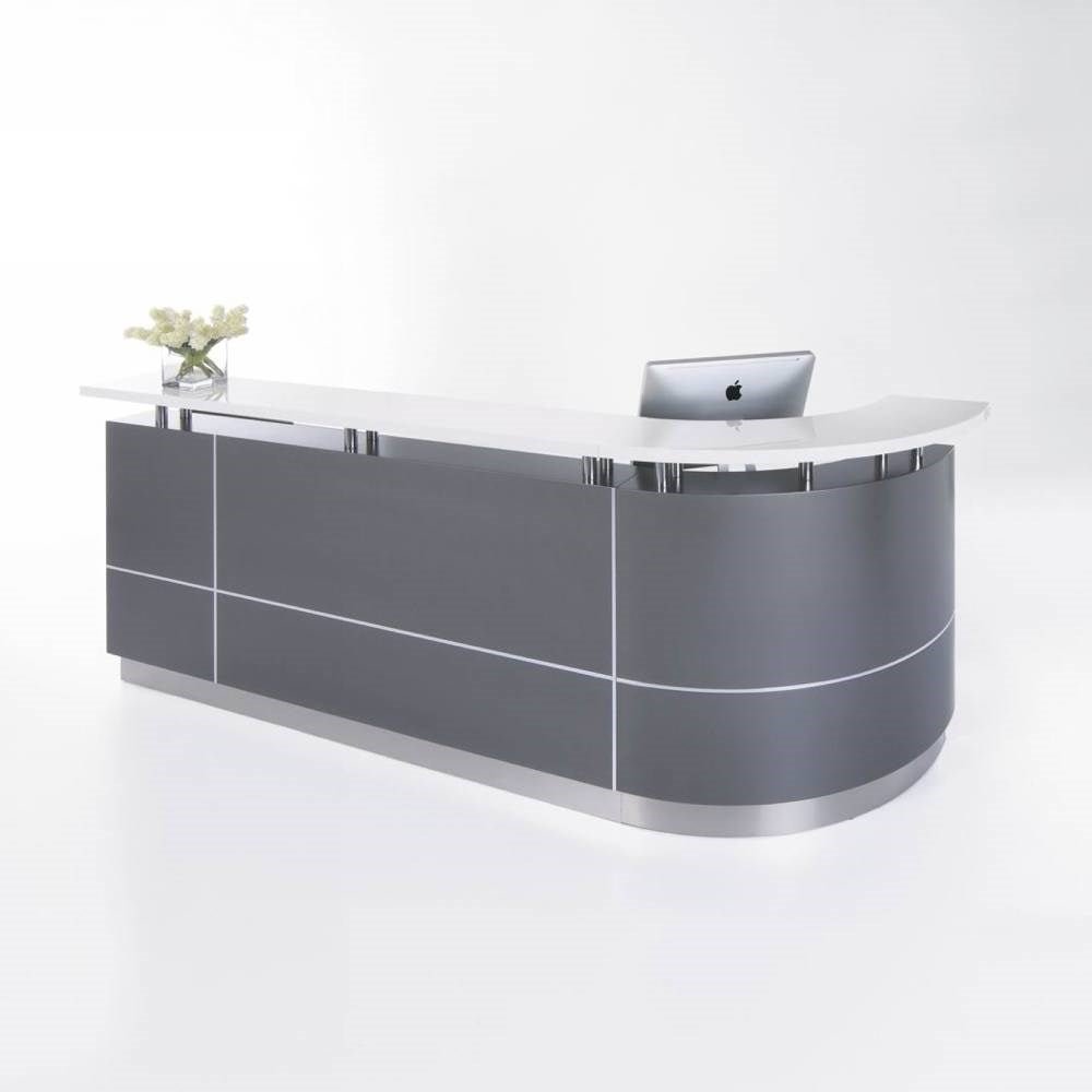 Executive JShape Reception Counter Left Curve 2750W x 950D x 1150mmH Metallic Grey 2750W x 950D x 1150H Metallic Grey | Office Furniture Designs