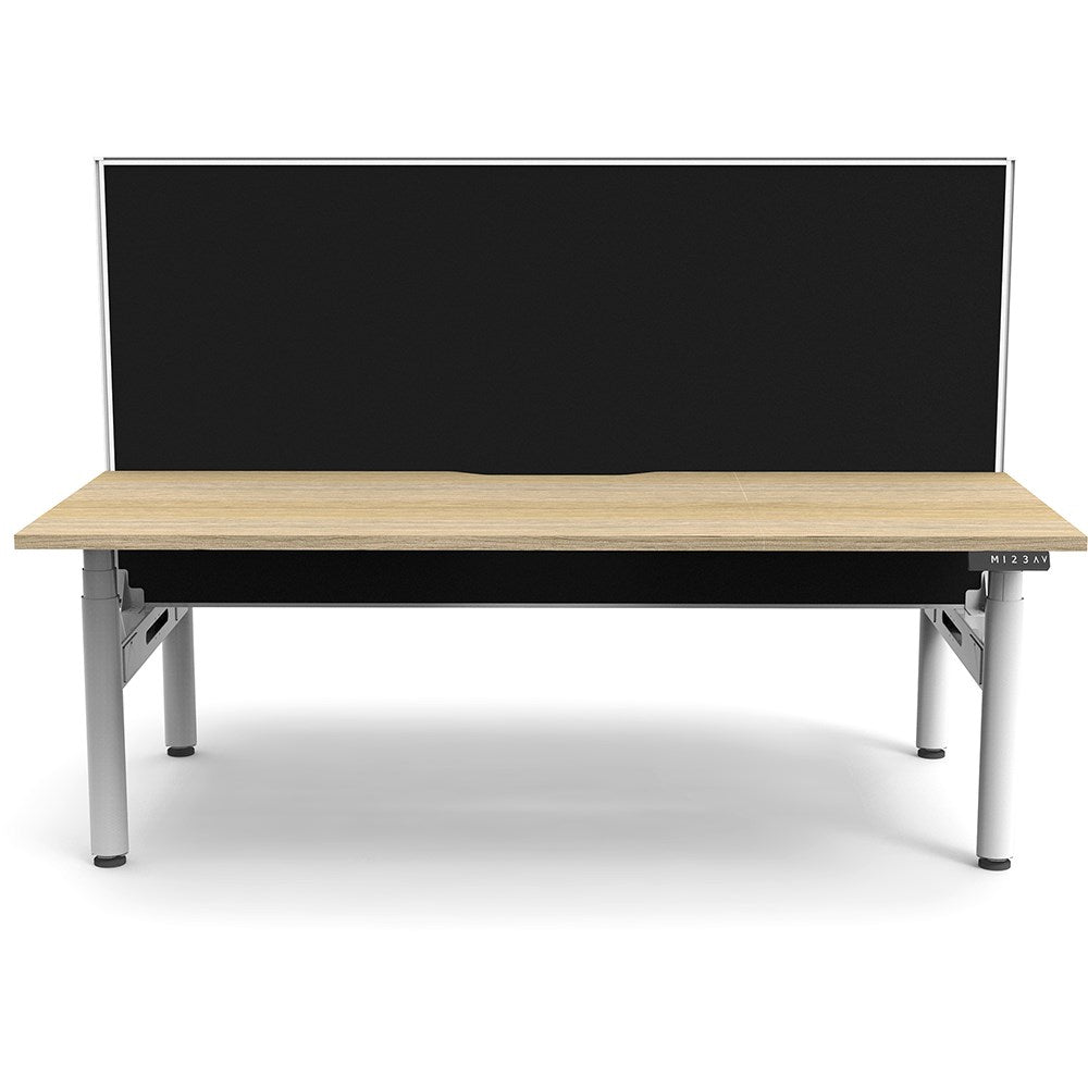 Halo+ Back to Back Workstation + Screen 2 Person 1500W x 1500D x 620 - 1270H White & Oak | Office Furniture Designs